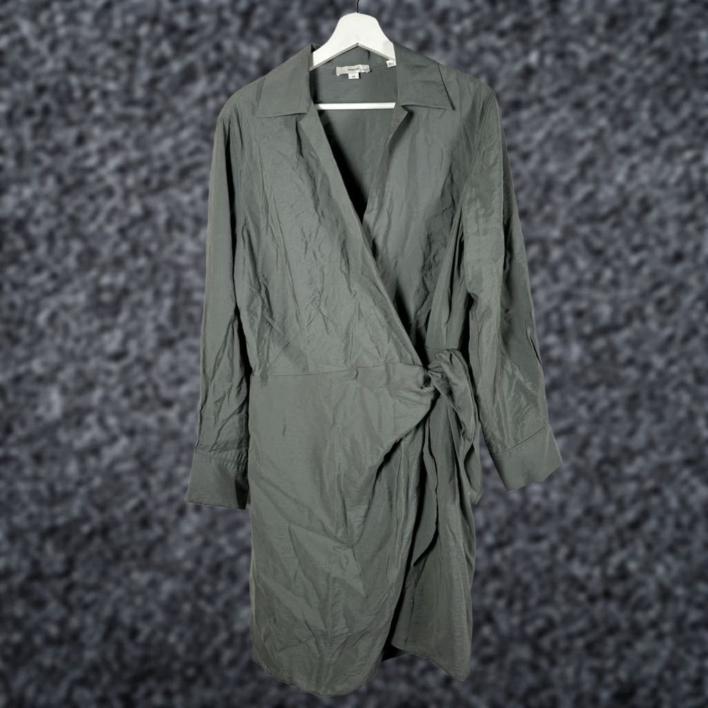 Vince Vince Womens Green Tie-Waist Wrap Mini Dress Large Collared Long Sleeve Lined Size L / US 10 / IT 46 - 1 Thumbnail