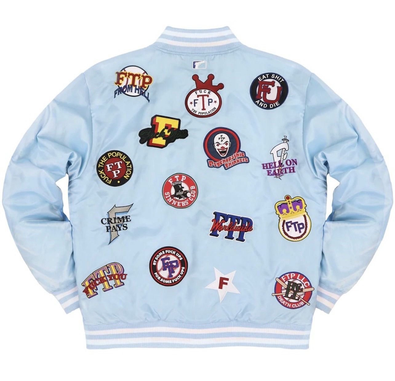 Fuck The Population FTP varsity jacket - baby blue Size US M / EU 48-50 / 2 - 5 Thumbnail