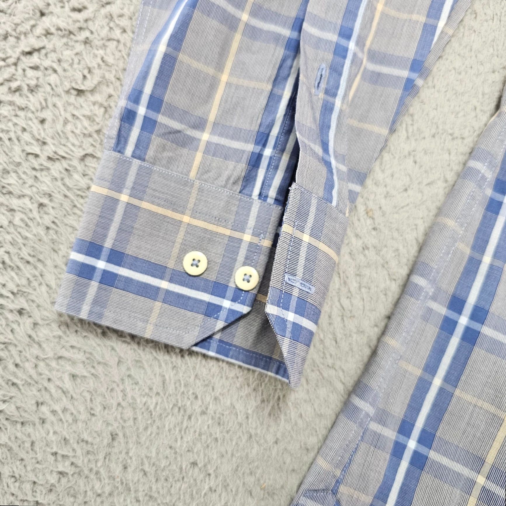 David Donahue David Donahue Dress Shirt Mens Medium Blue Check Cotton Long Sleeve Button Up Size 40R - 5 Thumbnail