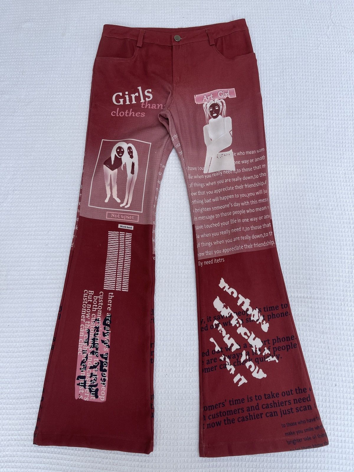 Le Grande Bleu (L.G.B.) Last Drop🔥Rare🔥Japanese Designer Art Girl Nude Flared Pants Size 29" - 4 Thumbnail