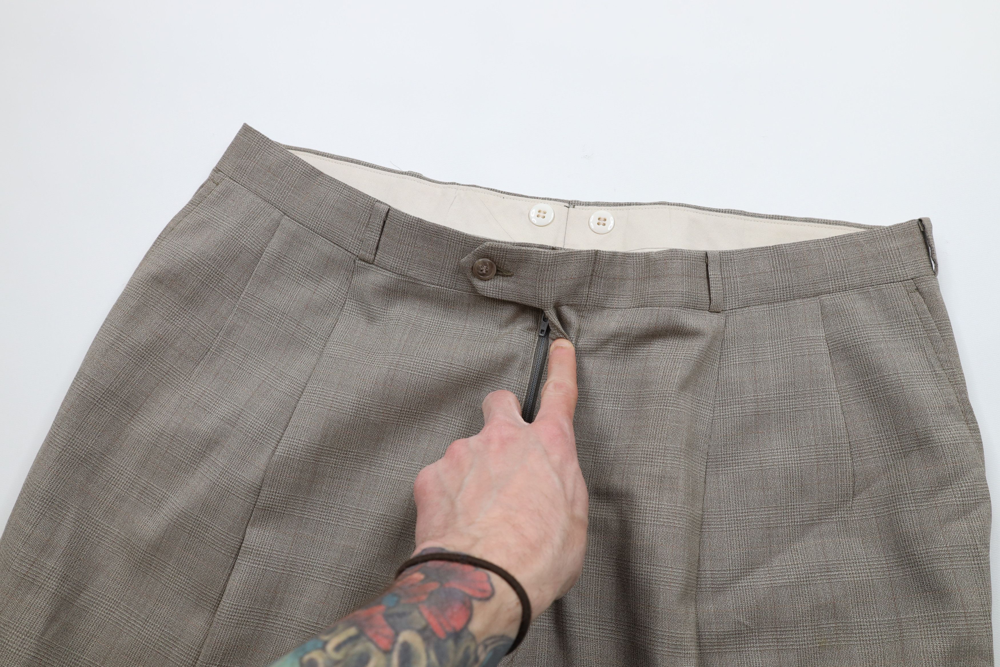 Vintage Vintage 90s Streetwear Wool Knit Wide Leg Chino Pants Plaid Size US 38 / EU 54 - 8 Thumbnail