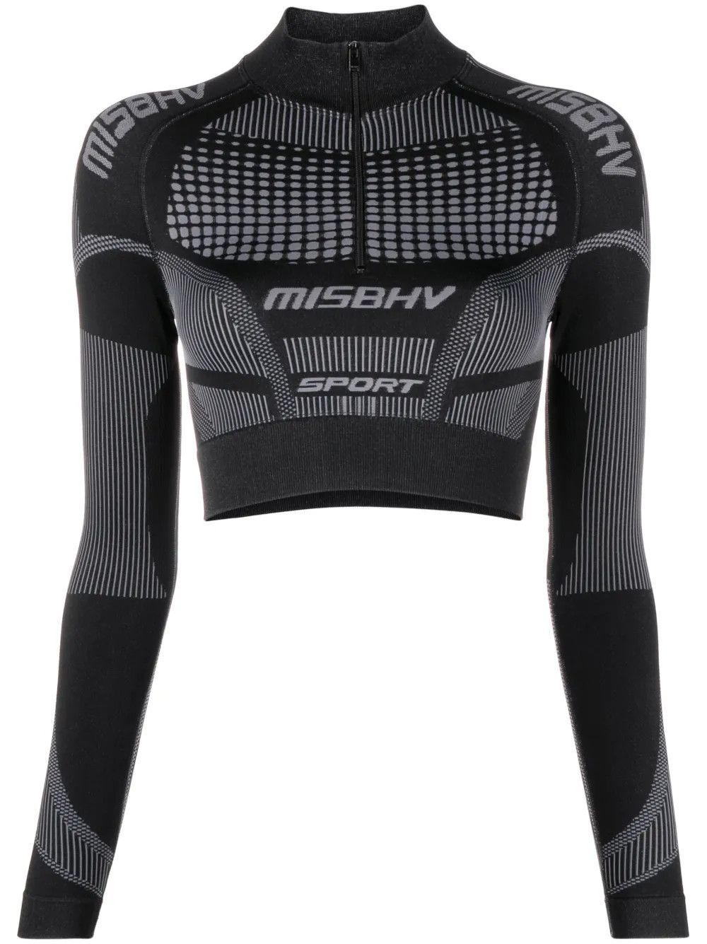 Misbhv o1mle0425 Sports Europa Cropped Longsleeve Top Grey & Black Size M / US 6-8 / IT 42-44 - 1 Thumbnail