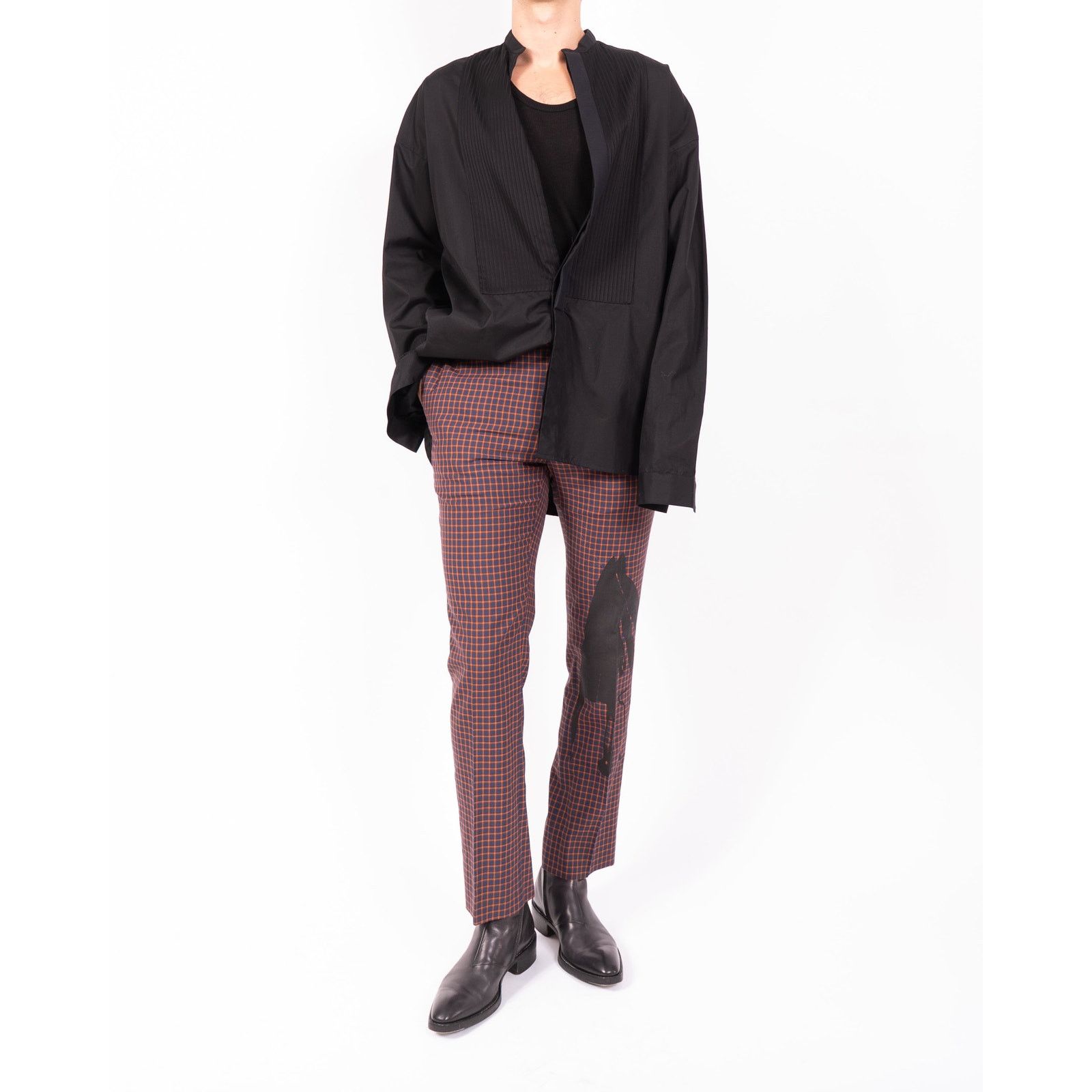Haider Ackermann SS13 Oversized Plisse Detail Shirt in Black Cotton Size US S / EU 44-46 / 1 - 2 Thumbnail