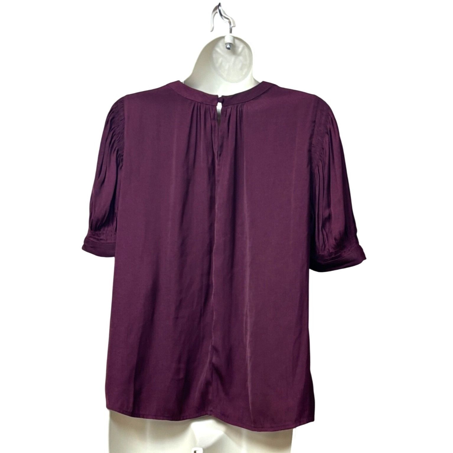 Current Air Current Air Shirred Short Sleeve Blouse, Plum, XS Size XS / US 0-2 / IT 36-38 - 4 Thumbnail
