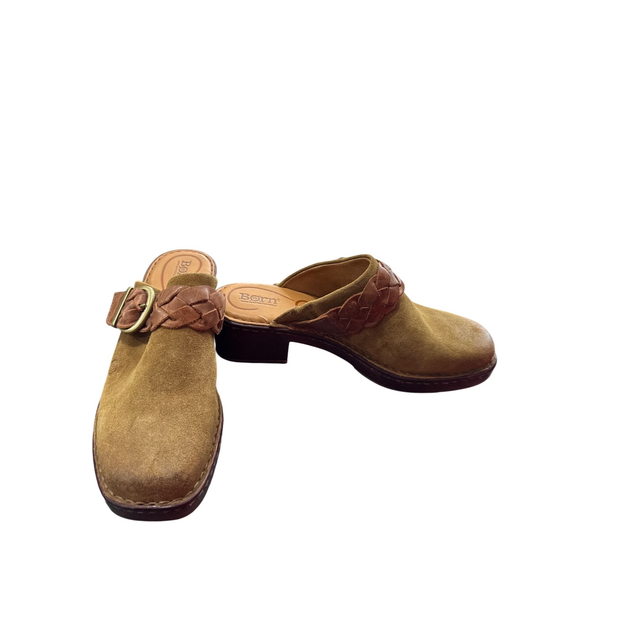 Born Womens Brown Leather Clogs/mules Sandals Shoes Size 9M