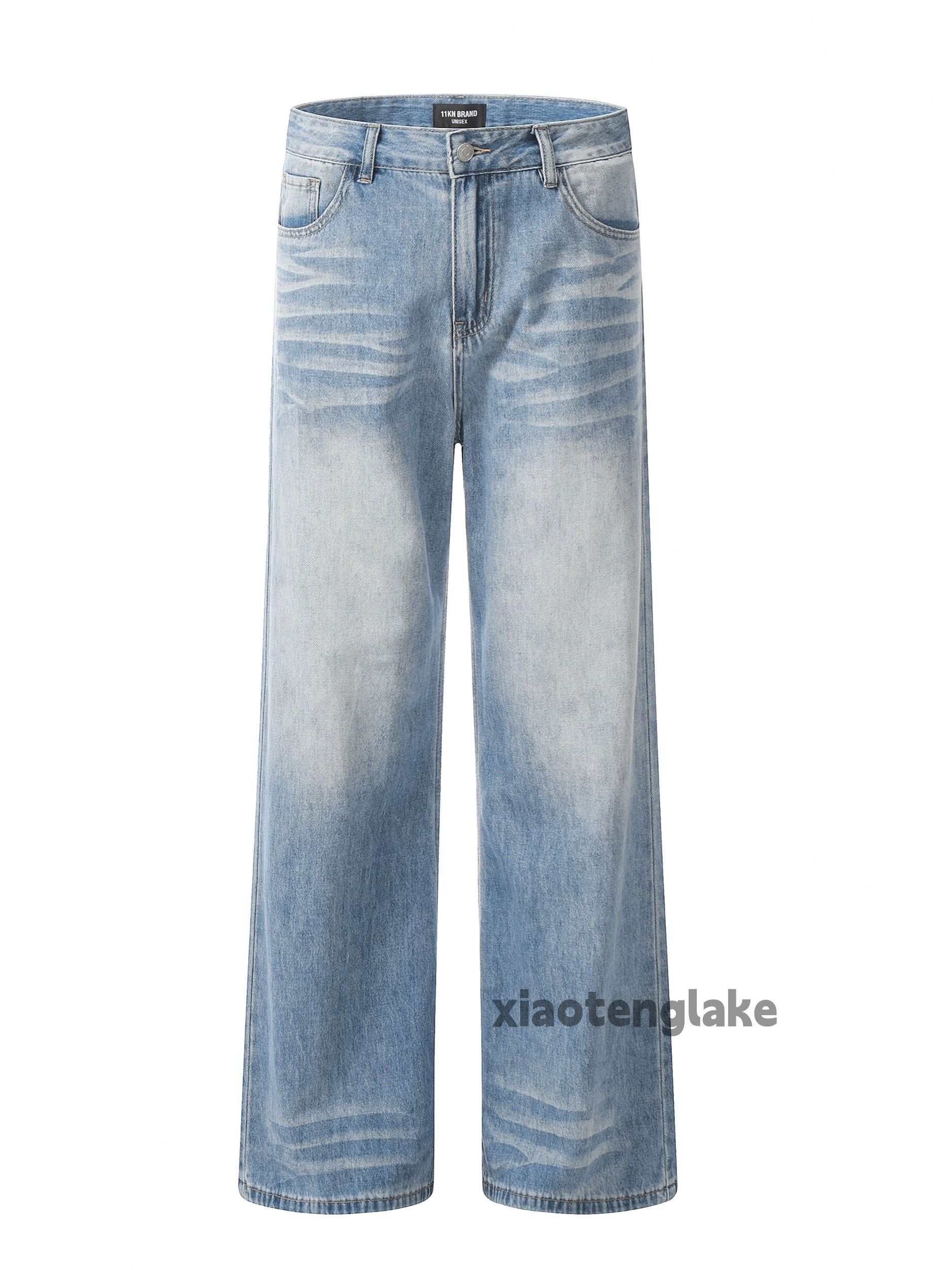 Jean Unisex washed faded loose baggy skate hiphop jeans Size US 32 / EU 48 - 5 Thumbnail
