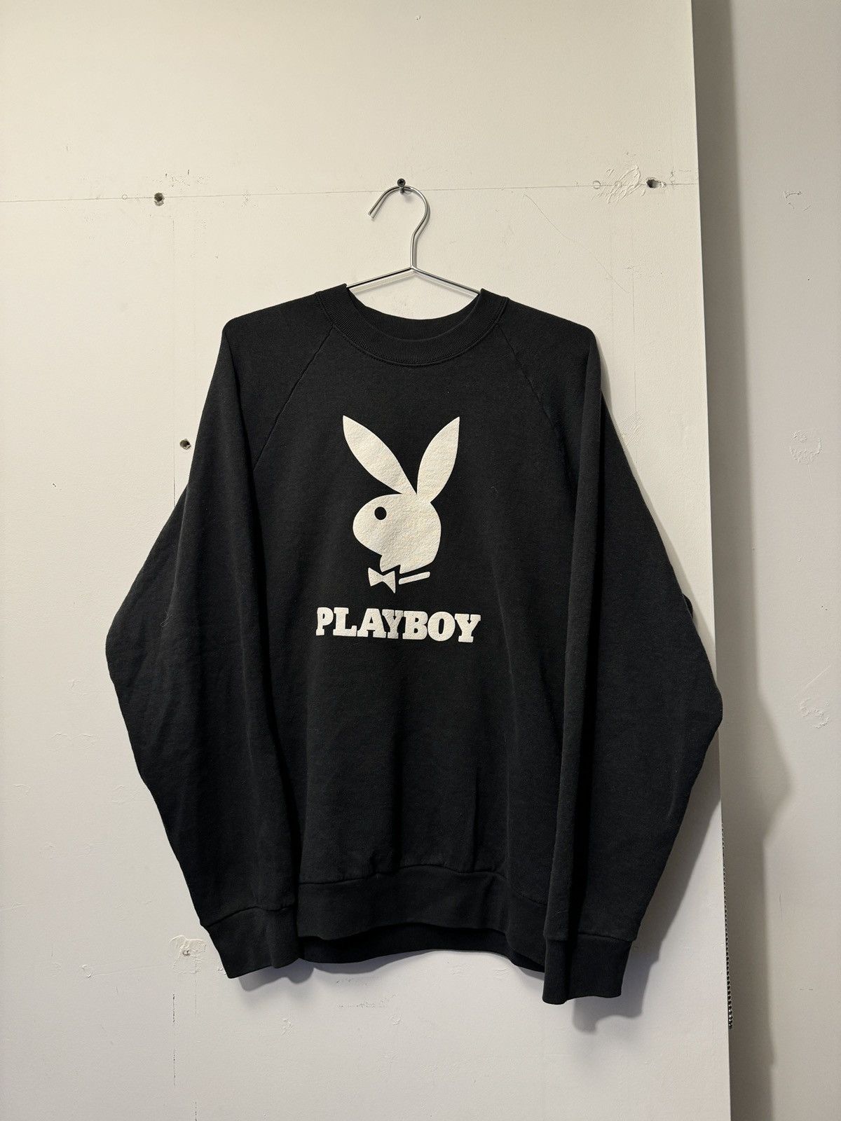 image of 90's Playboy Logo Crewneck Sweatshirt in Black, Men's (Size XL)