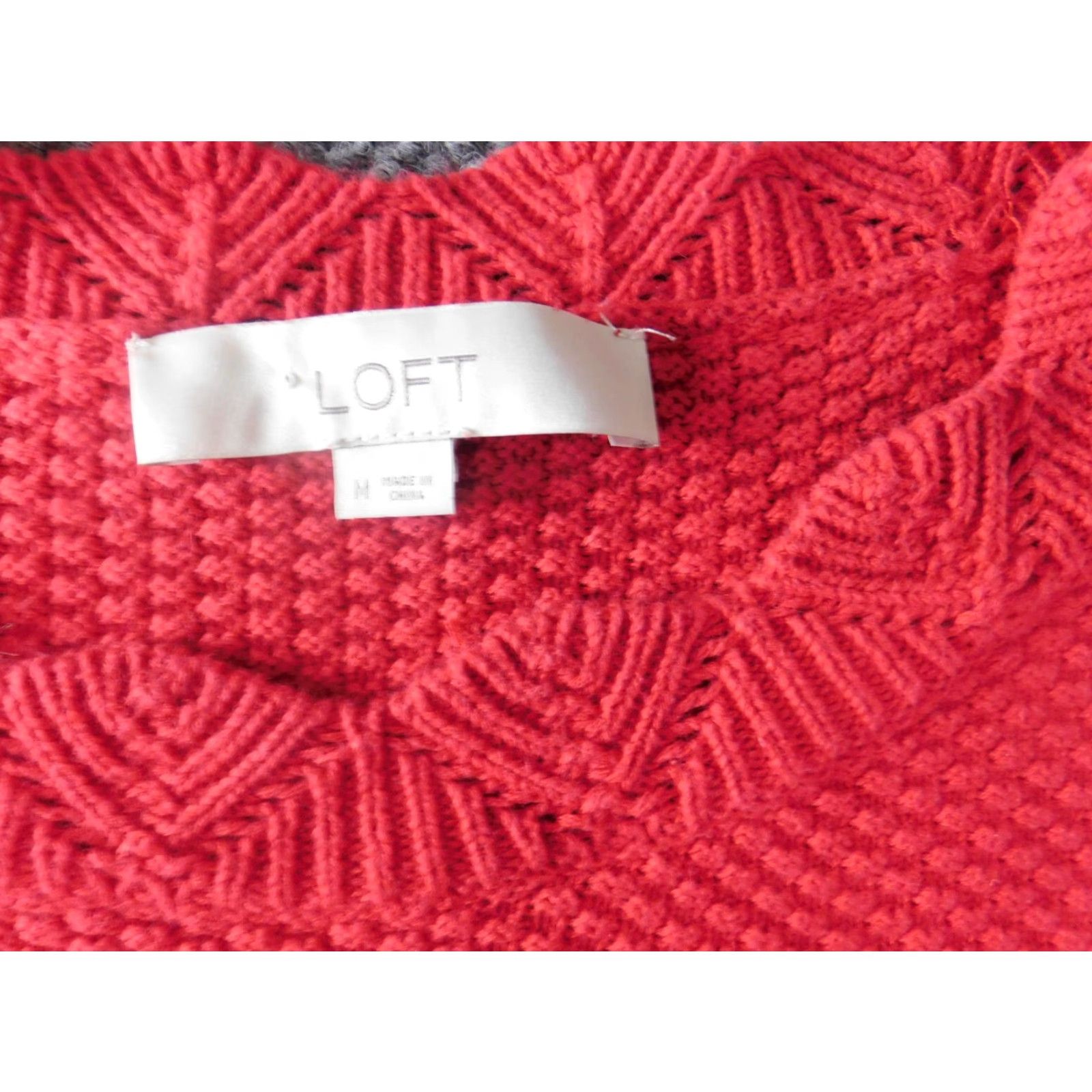 Loft LOFT Sweater Shirt Womens Regular Medium Red Knit Crew Neck Pullover Casual Knit Pattern Long Sleeve Vintage No Size M / US 6-8 / IT 42-44 - 6 Thumbnail