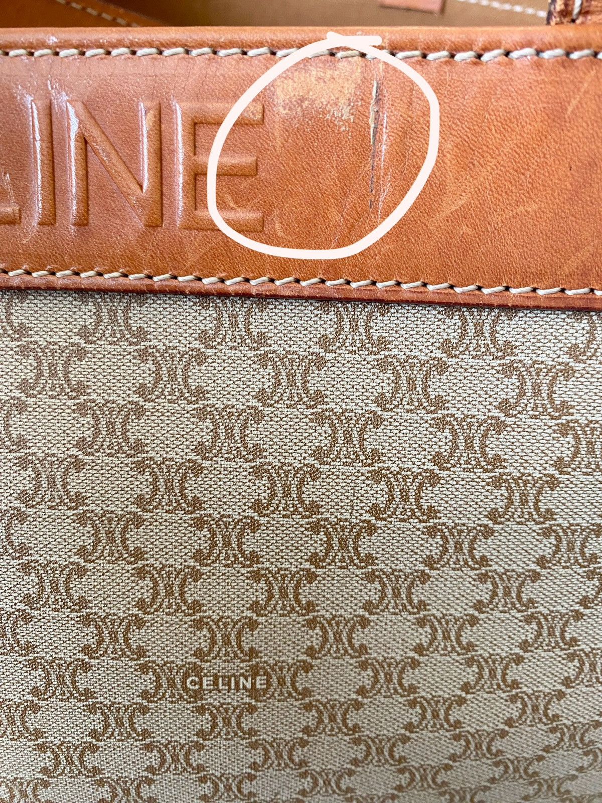 Celine Vintage CELINE Macadam PVC & Leather Tote Bag Size ONE SIZE - 6 Thumbnail