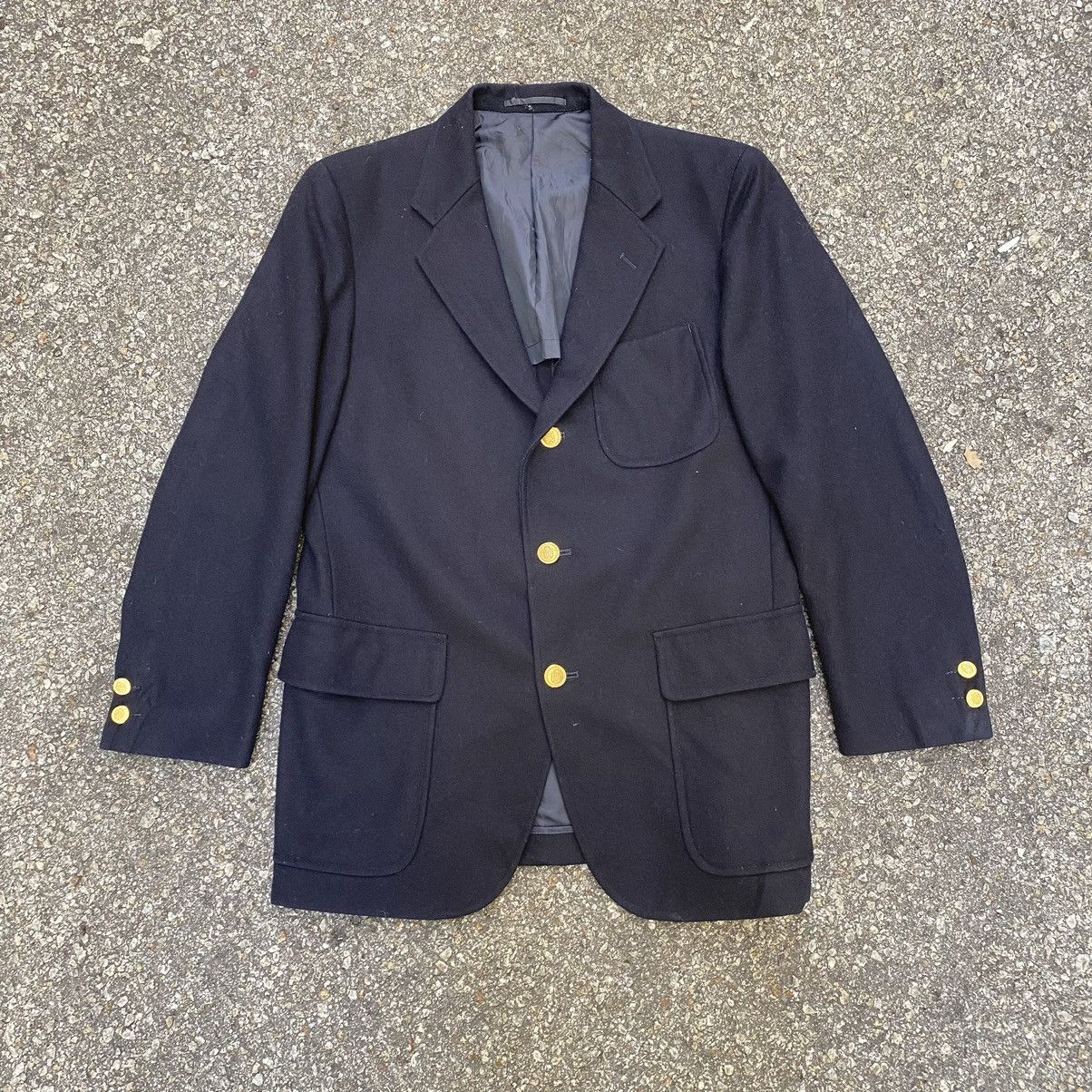 image of J Press Wool Blazer Gold Button Coat J. Press Vintage in Navy, Men's (Size Small)