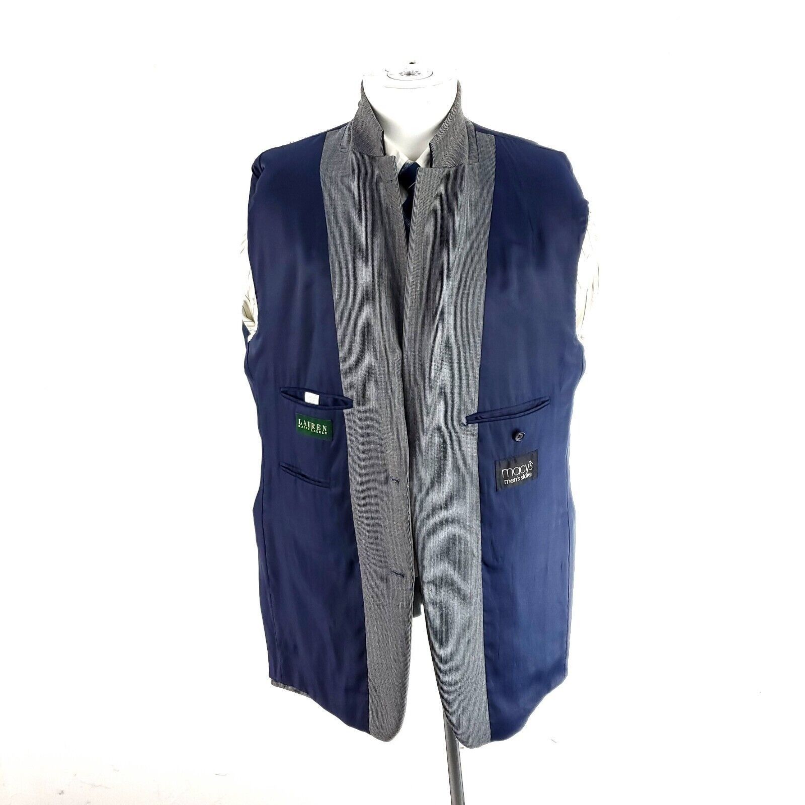 Lauren Ralph Lauren Lauren Ralph Lauren Silk Wool 2 Button Blazer 44R Blue Gray Size 44R - 9 Thumbnail
