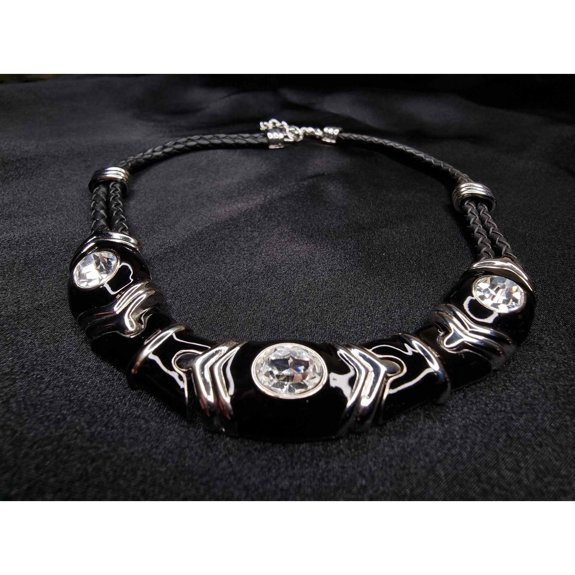 Vintage Vintage Nolan Miller Black Braided Double Strand Necklace Wi Size ONE SIZE - 5 Thumbnail