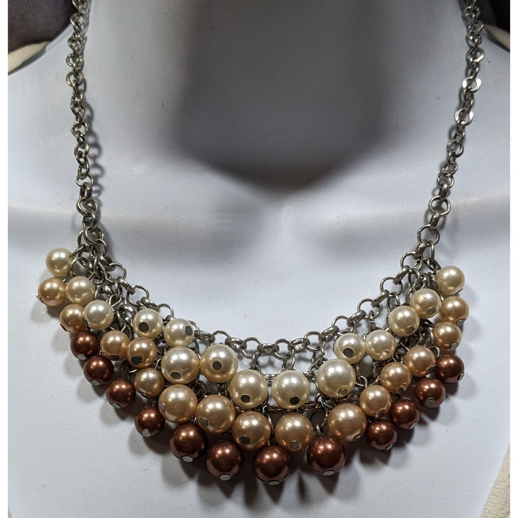 Other Elegant Multicolor Faux Pearl Cascade Necklace With Silver-T Size ONE SIZE - 4 Thumbnail