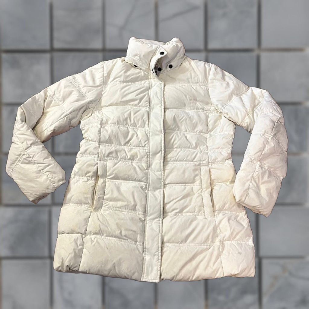 Lands' End Lands' End Coat Womens Medium Puffer Jacket White Down Nylon Regular M Womens White Puffer Jacket Size M / US 6-8 / IT 42-44 - 1 Thumbnail