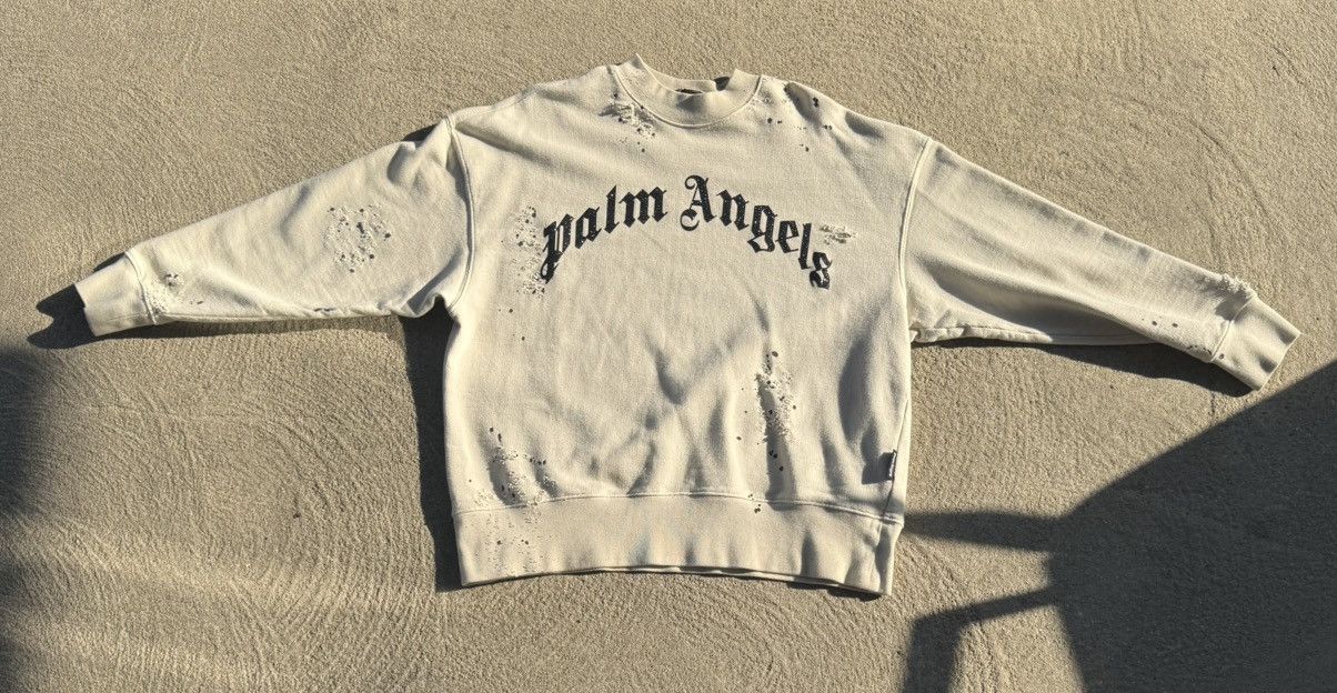 Palm Angels Palm Angels Logo Distressed Sweatshirt Size US S / EU 44-46 / 1 - 1 Thumbnail