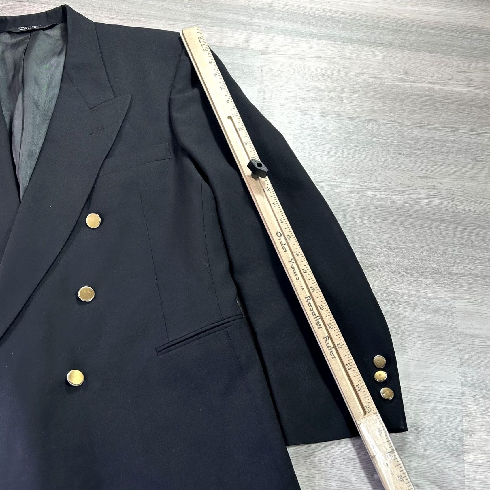Doublet VINTAGE Henry Grethel Blazer Mens 44 Black Double Breasted Sport Coat Jacket USA Size 44R - 6 Thumbnail