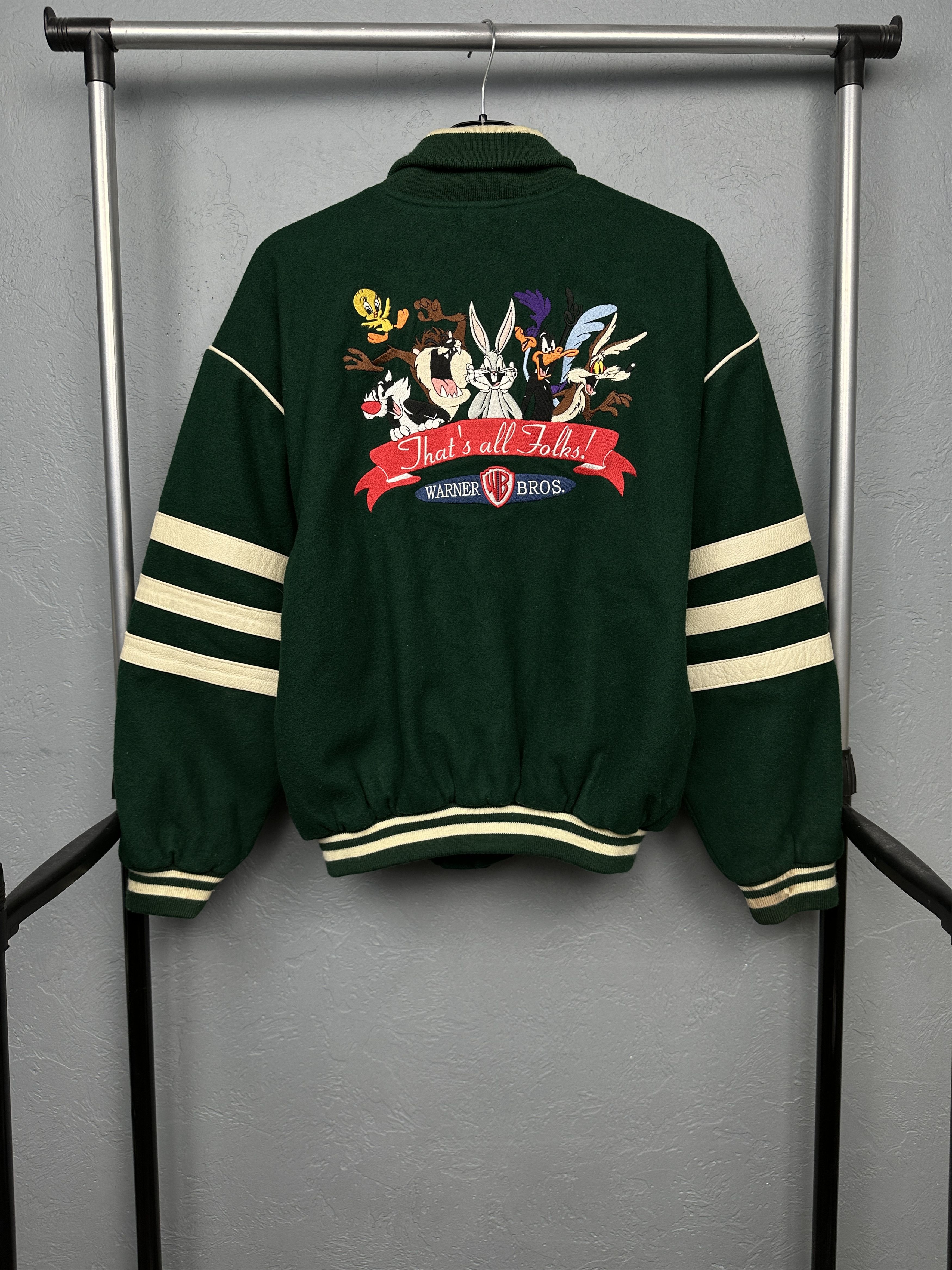 Warner Bros Warner Bros 90s Vintage Mens Varsity Wool Bomber Jacket Size US XS / EU 42 / 0 - 1 Thumbnail
