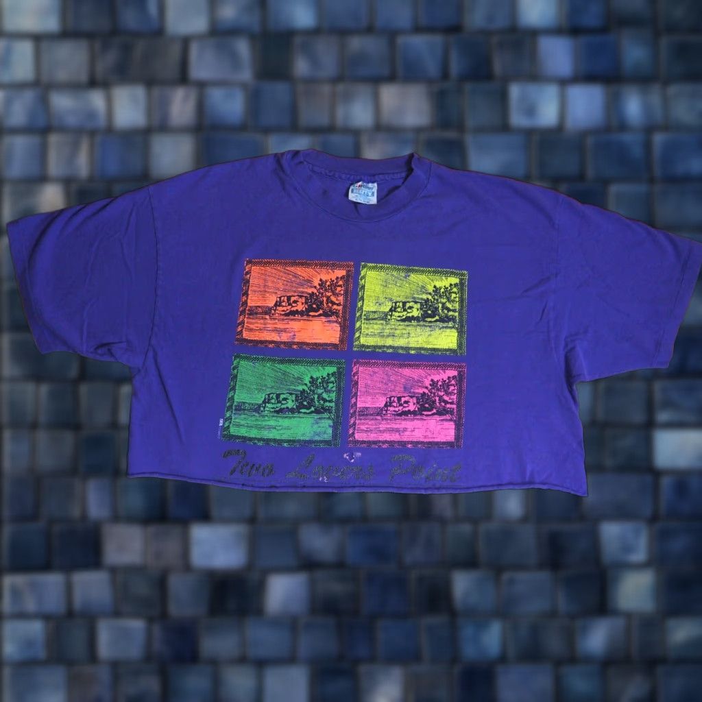 Hanes VTG 80s 90s Hanes Lovers Point Guam Pop Art USA Purple Crop Top Tee T-Shirt XL Size XL / US 12-14 / IT 48-50 - 1 Thumbnail