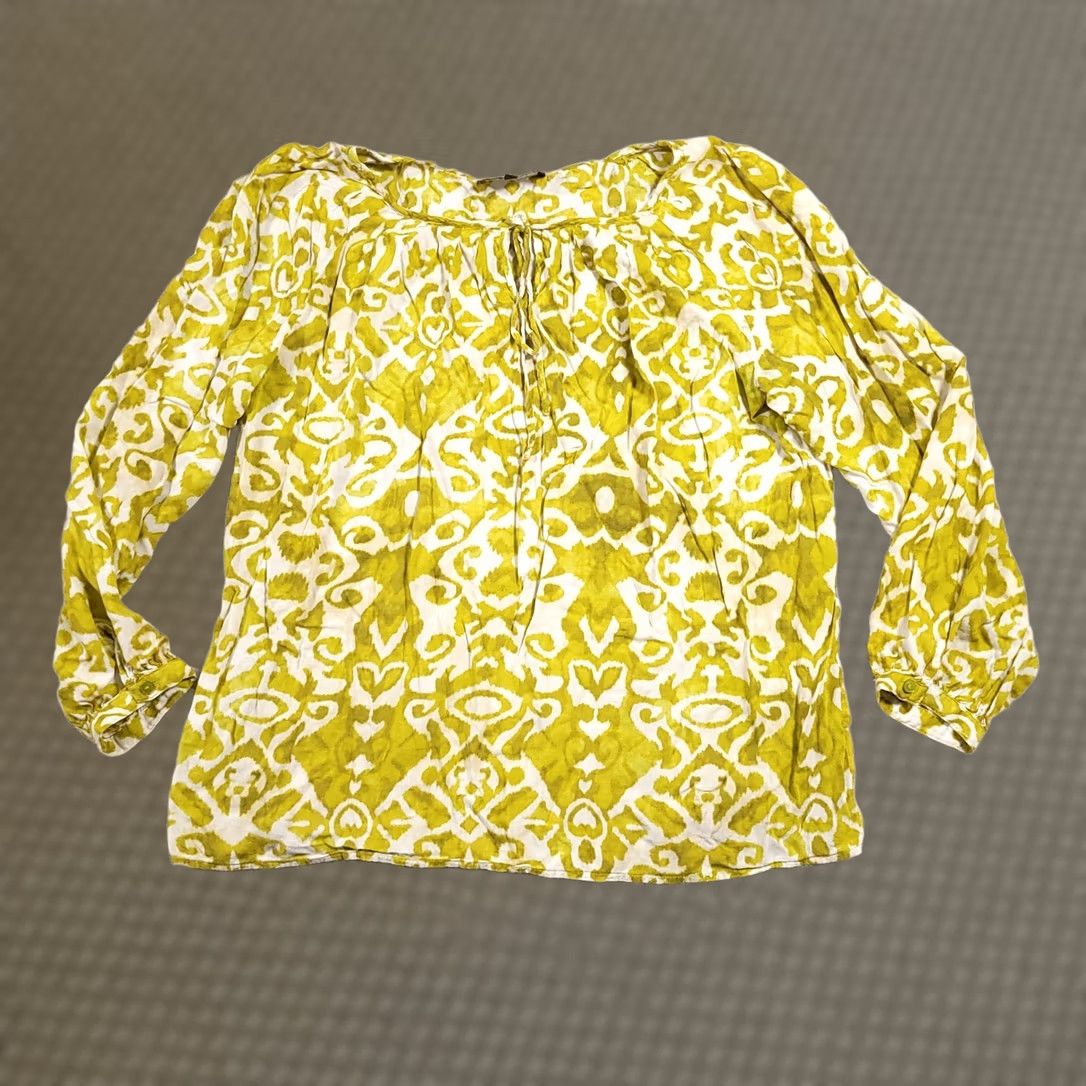 Jones New York Jones New York Shirt Women's XL Green Geometric Long Sleeve Keyhole Neck Size XL / US 12-14 / IT 48-50 - 1 Thumbnail