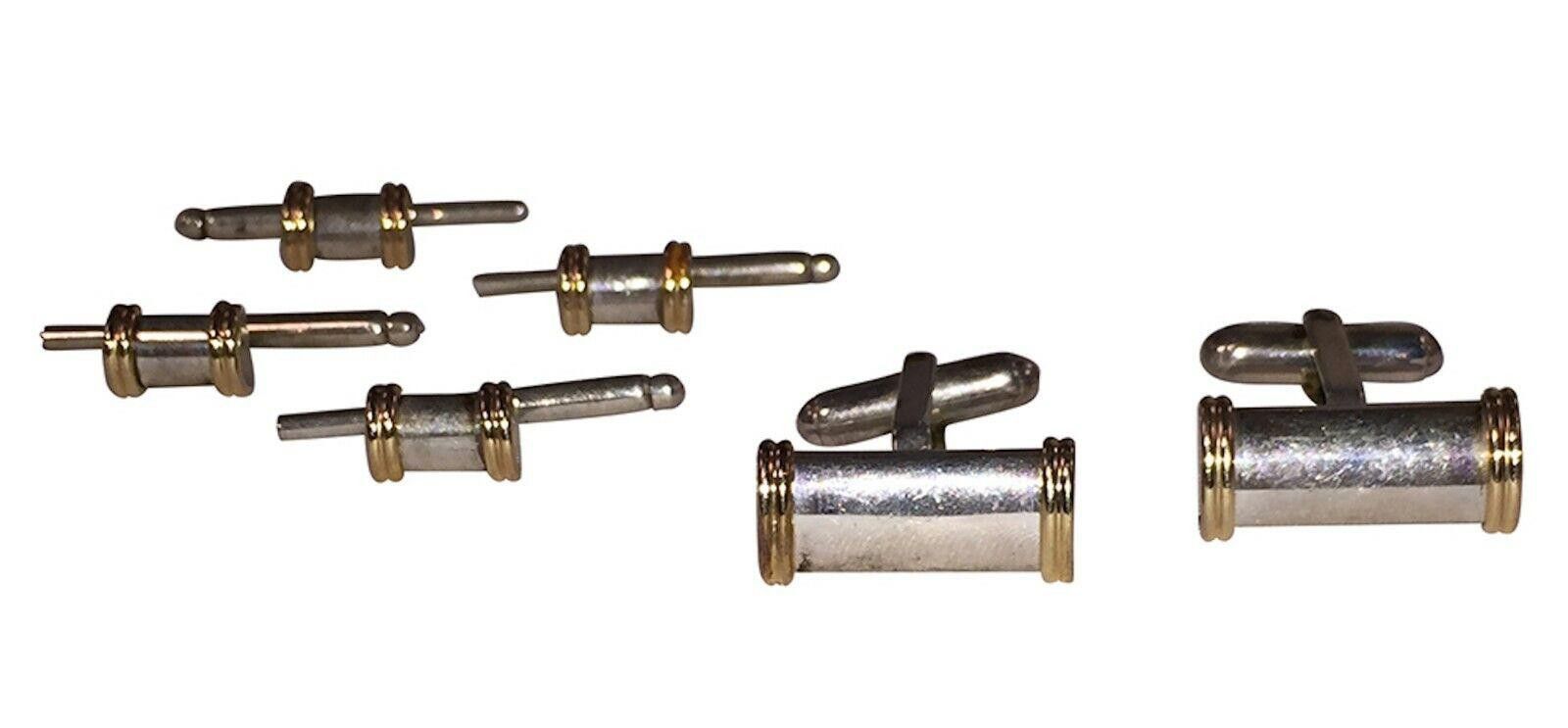 Designer WEH Sterling Silver and 14 kt Gold Cufflinks and Stud Set Size ONE SIZE - 1 Thumbnail