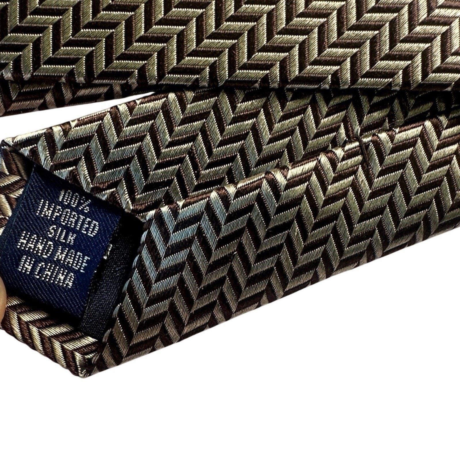 Paul Fredrick Paul Fredrick Silk Tie Herringbone Pattern Brown Formal NWT Size ONE SIZE - 5 Thumbnail