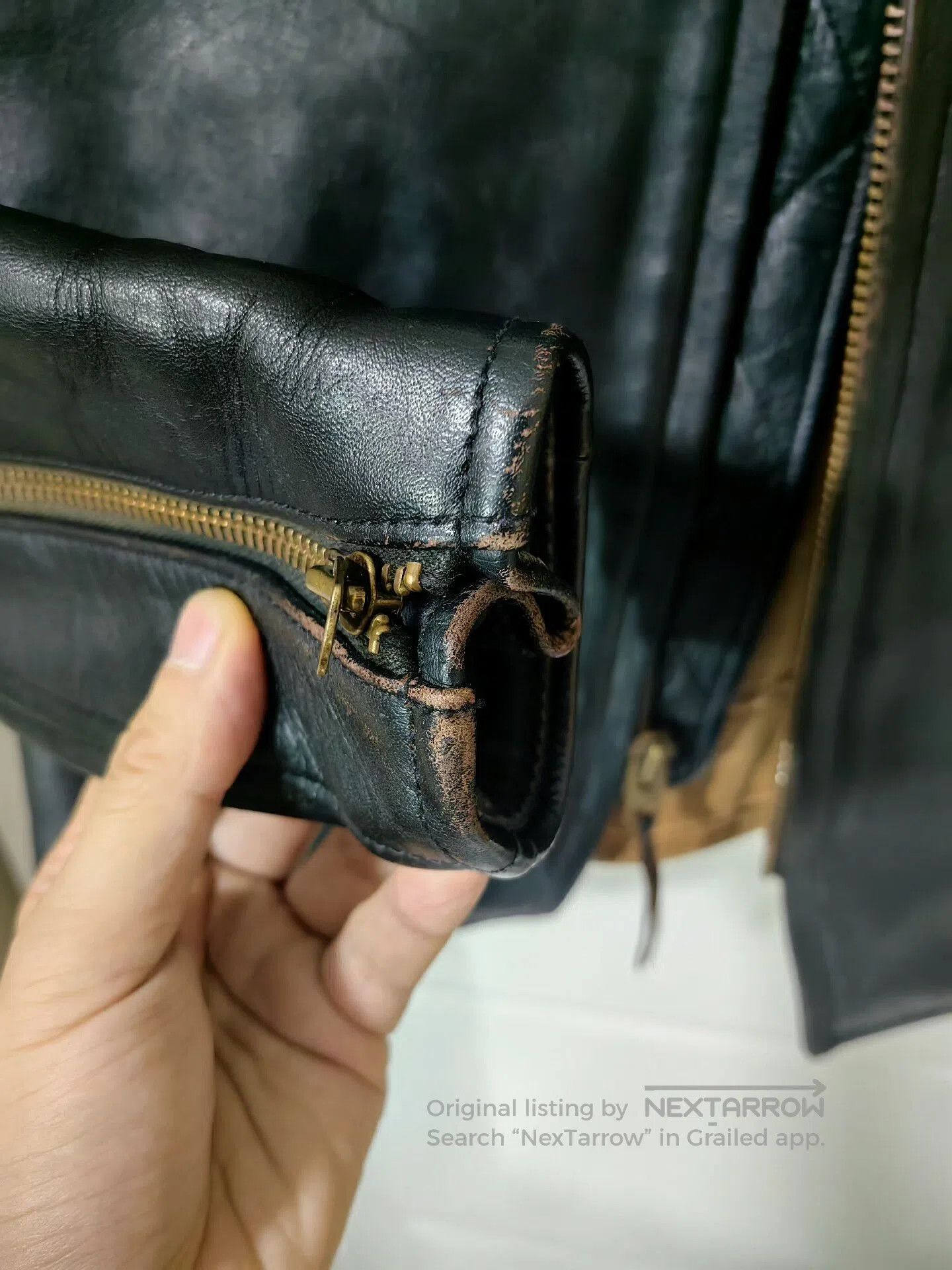 AZ by junhashimoto Vintage Black Leather Jacket with Waldes Zipper. Size US M / EU 48-50 / 2 - 7 Thumbnail