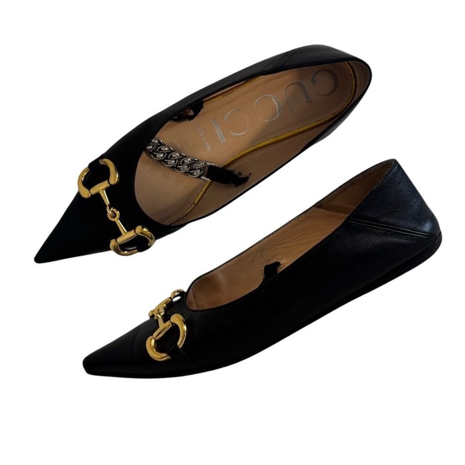 Gucci Gucci Deva Horsebit Chain Ballet Flats Black Leather Size 38 Size US 7.5 / IT 37.5 - 2 Thumbnail