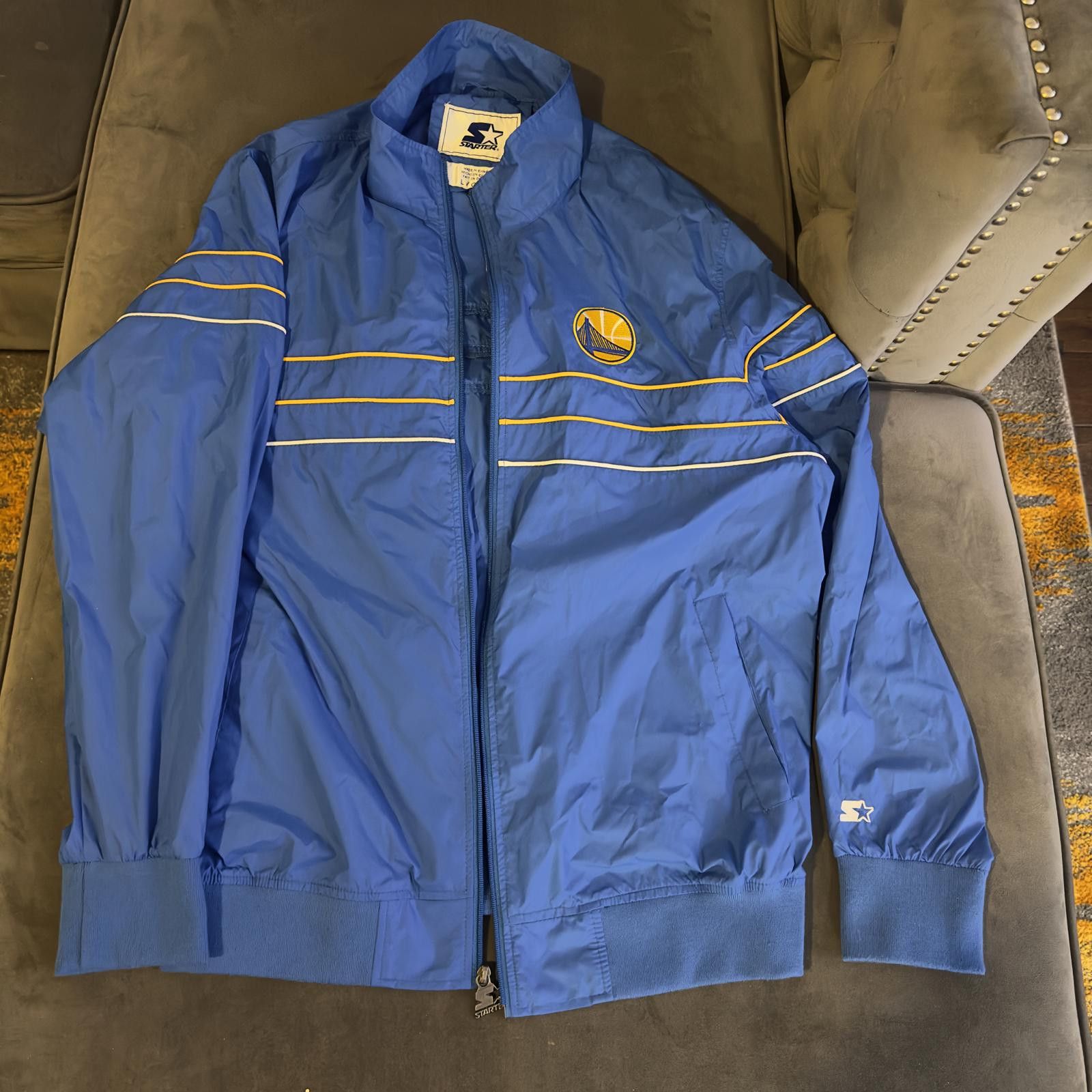Champion Golden State Warriors Blue Windbreaker Jacket Size US L / EU 52-54 / 3 - 1 Thumbnail