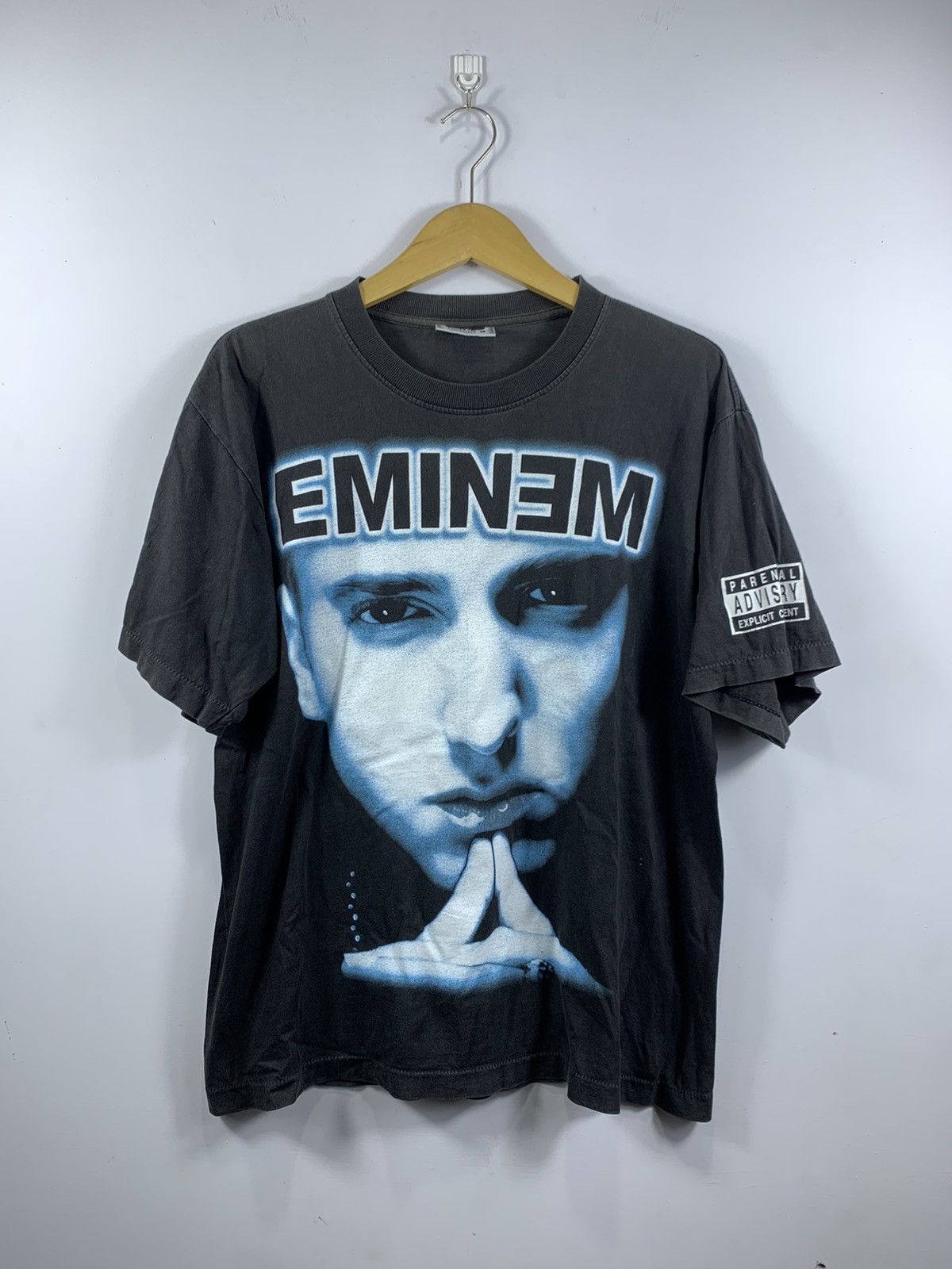 image of Vintage Eminem Big Face Bootleg T-Shirt in Black, Men's (Size Large)