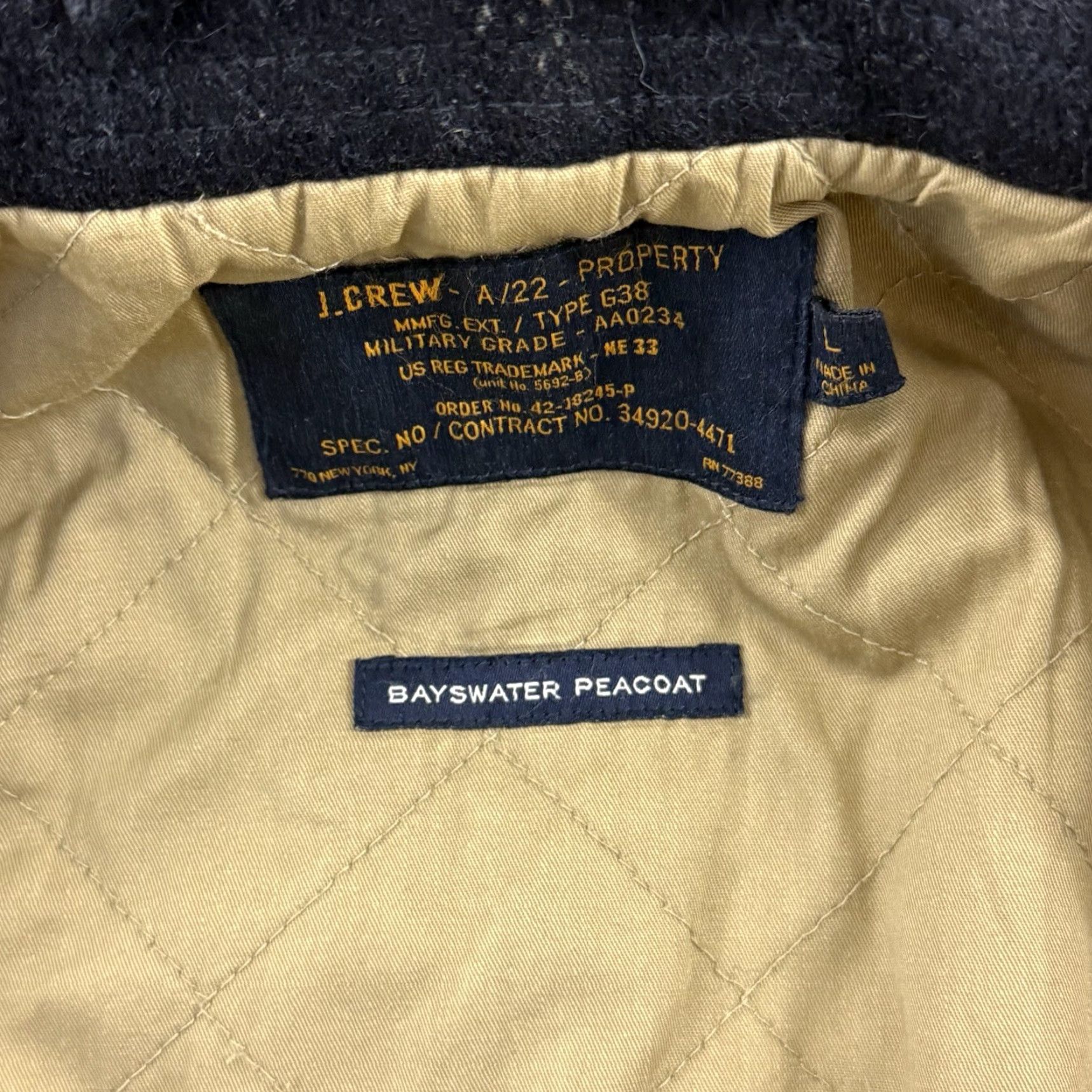 J.Crew J.Crew Bayswater Peacoat Mens Large Stadium Cloth Wool Thinsulate Military Coat Jacket/Coat Size US L / EU 52-54 / 3 - 7 Thumbnail