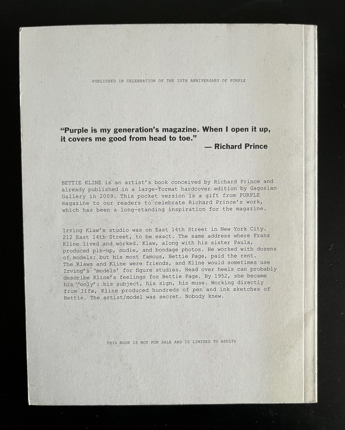 Other Richard Prince Bettie Kline Purple Book Rare Size ONE SIZE - 3 Thumbnail