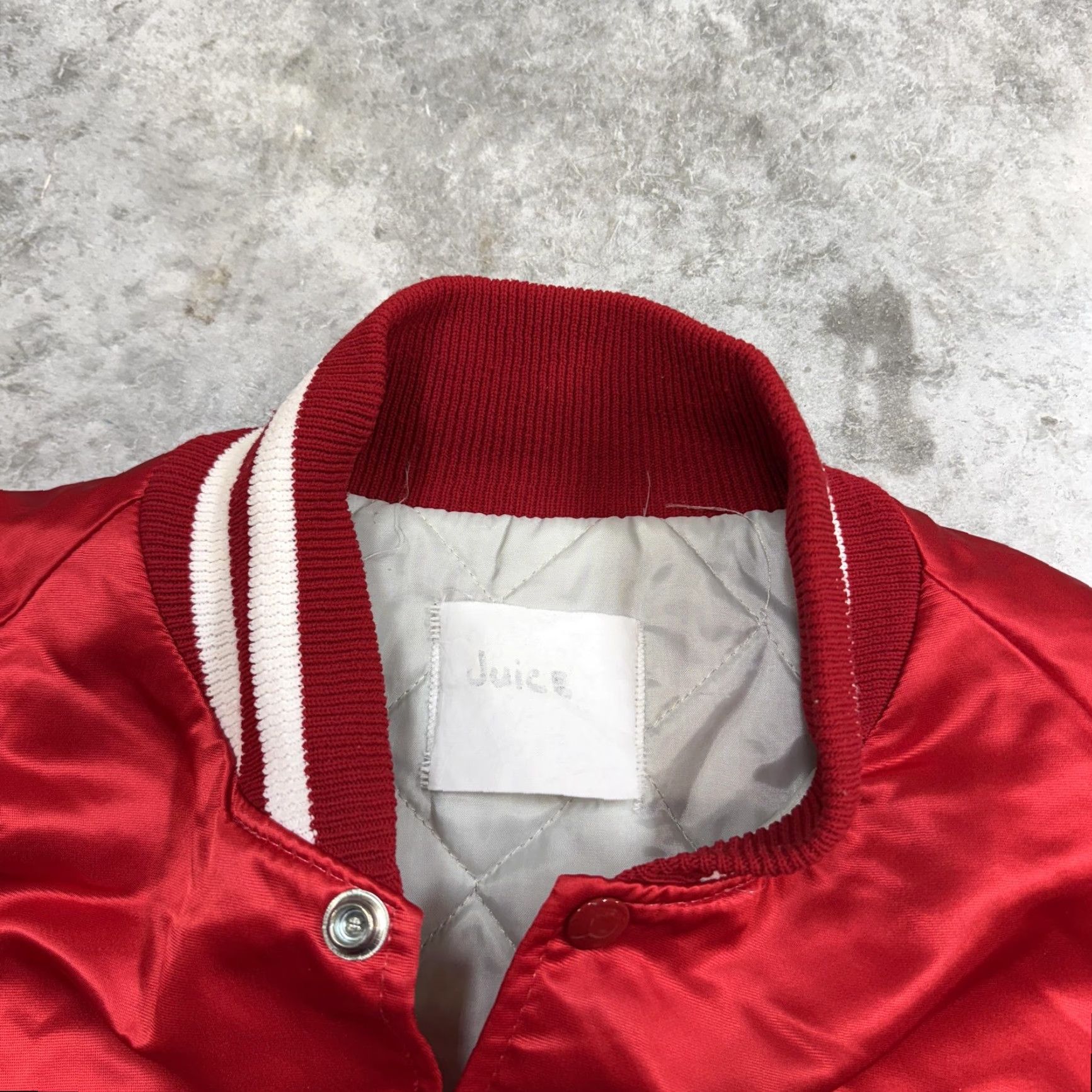 Vintage Leon Jacket Mens XL Red Satin Varsity Bomber Quilt Lined Letterman Tallahassee Size US XL / EU 56 / 4 - 5 Thumbnail