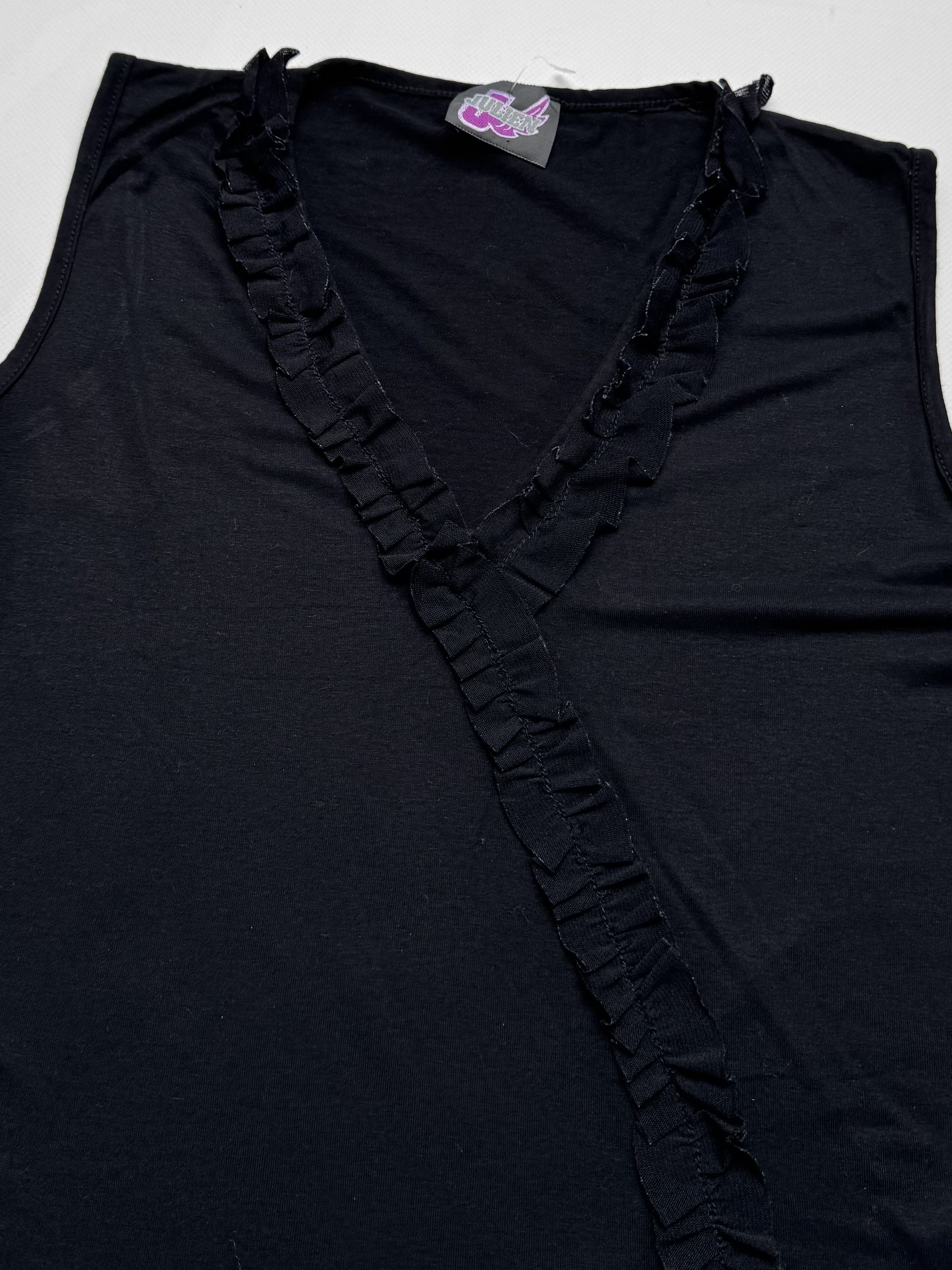 Vintage Vintage Sleeveless Top V Neck Ruffle Trim Casual Blouse E2 Size M / US 6-8 / IT 42-44 - 2 Thumbnail