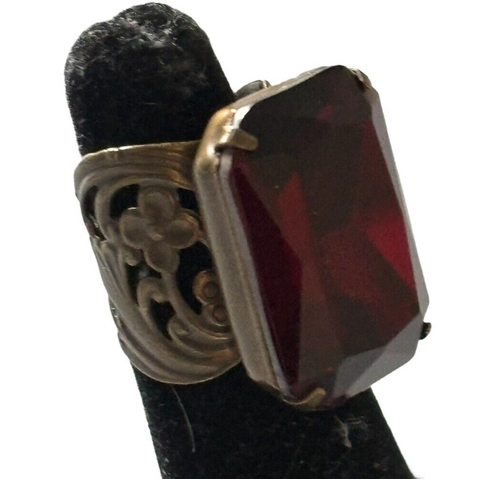 Other Sorrelli Statement Ring Red Crystal Brass Adjustable Ring Size ONE SIZE - 3 Thumbnail