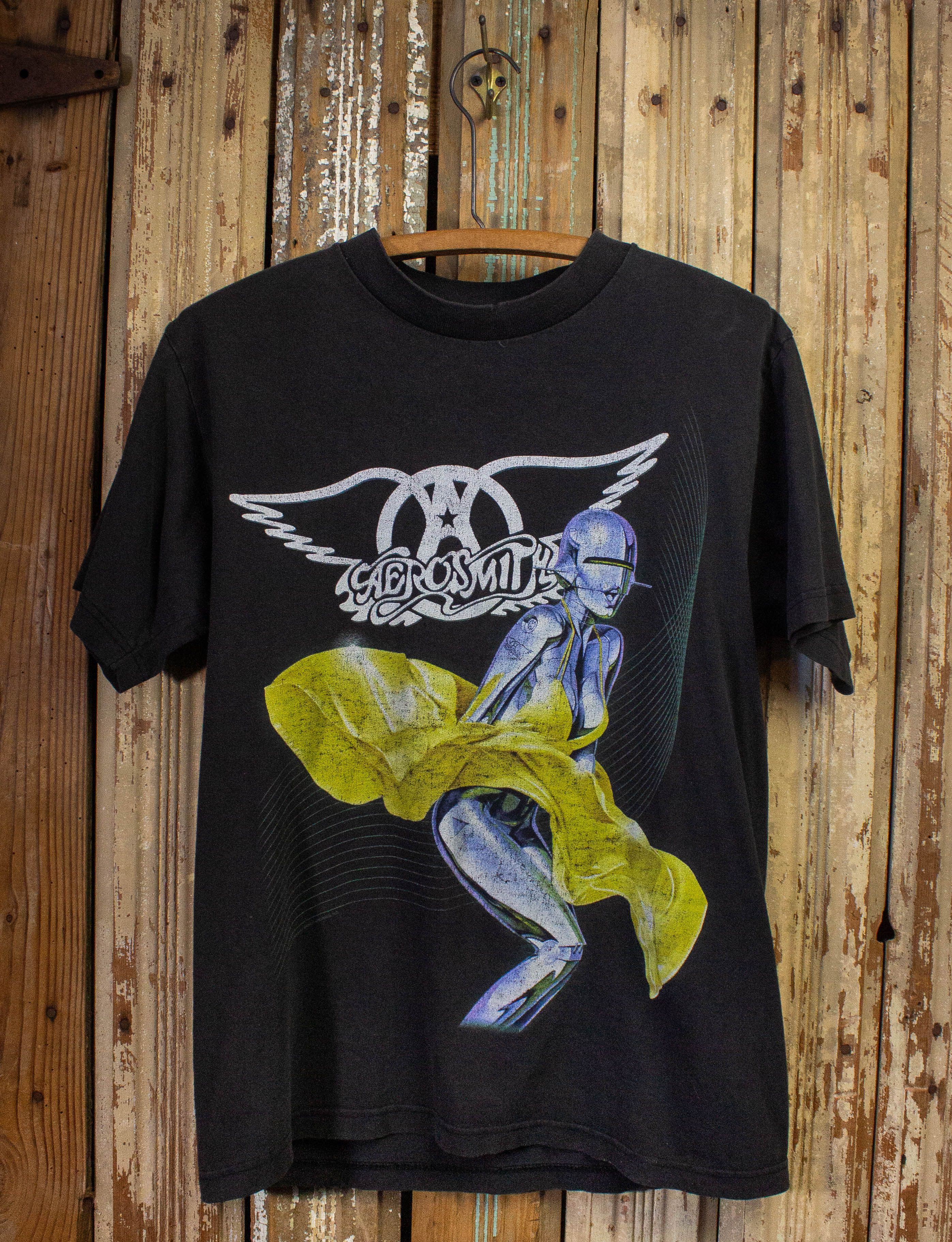 image of Band Tees x Vintage Aerosmith Just Push Play Concert T Shirt 2001 in Black, Men's (Size Medium)