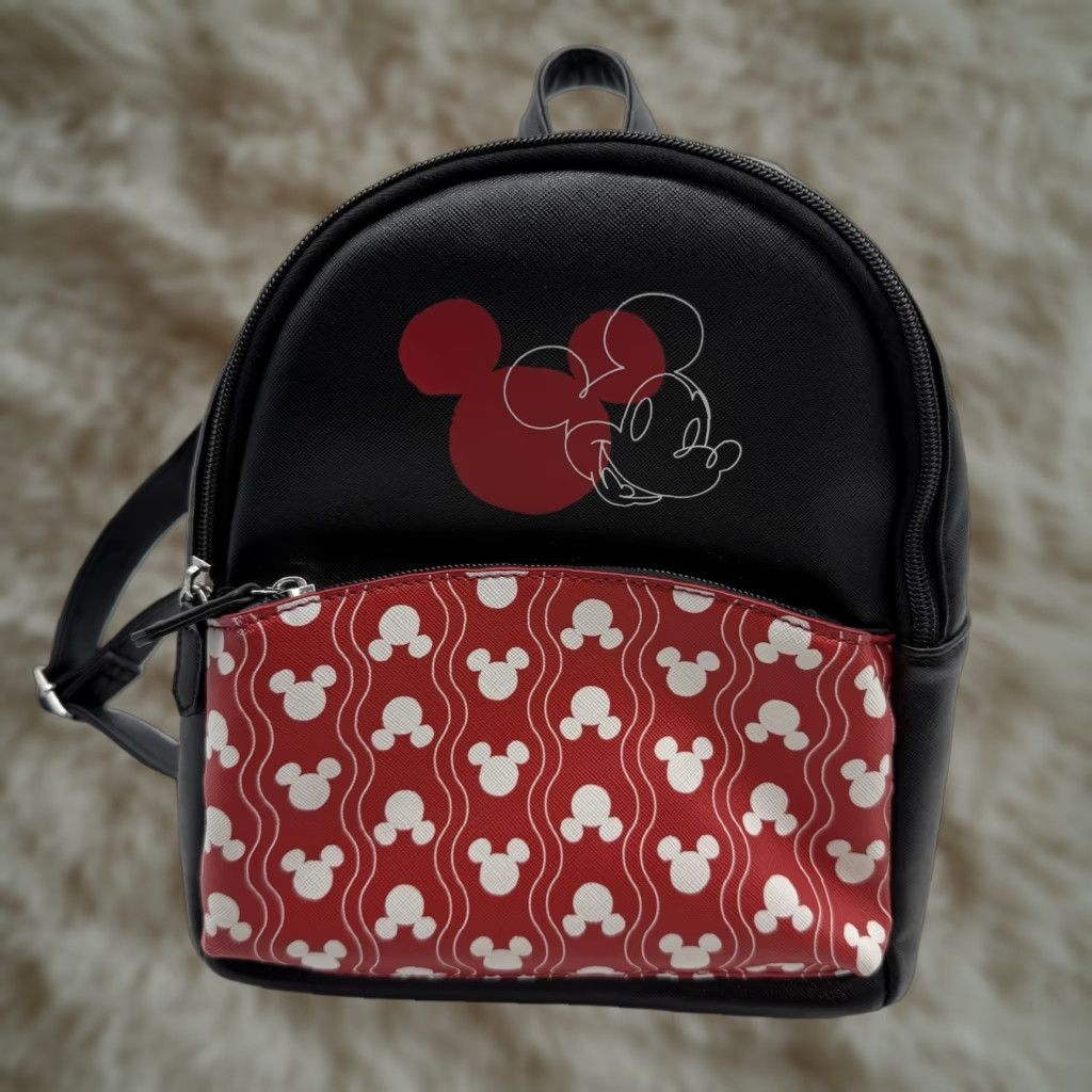 Disney DANIELLE NICOLE Mickey Mouse Mini Backpack Black Red By “DANI” Womens Small Bag, Polyurethane, Zebra? Size ONE SIZE - 1 Thumbnail