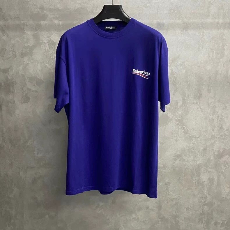 Balenciaga Blue Cola Printed Pattern Logo Short Sleeve