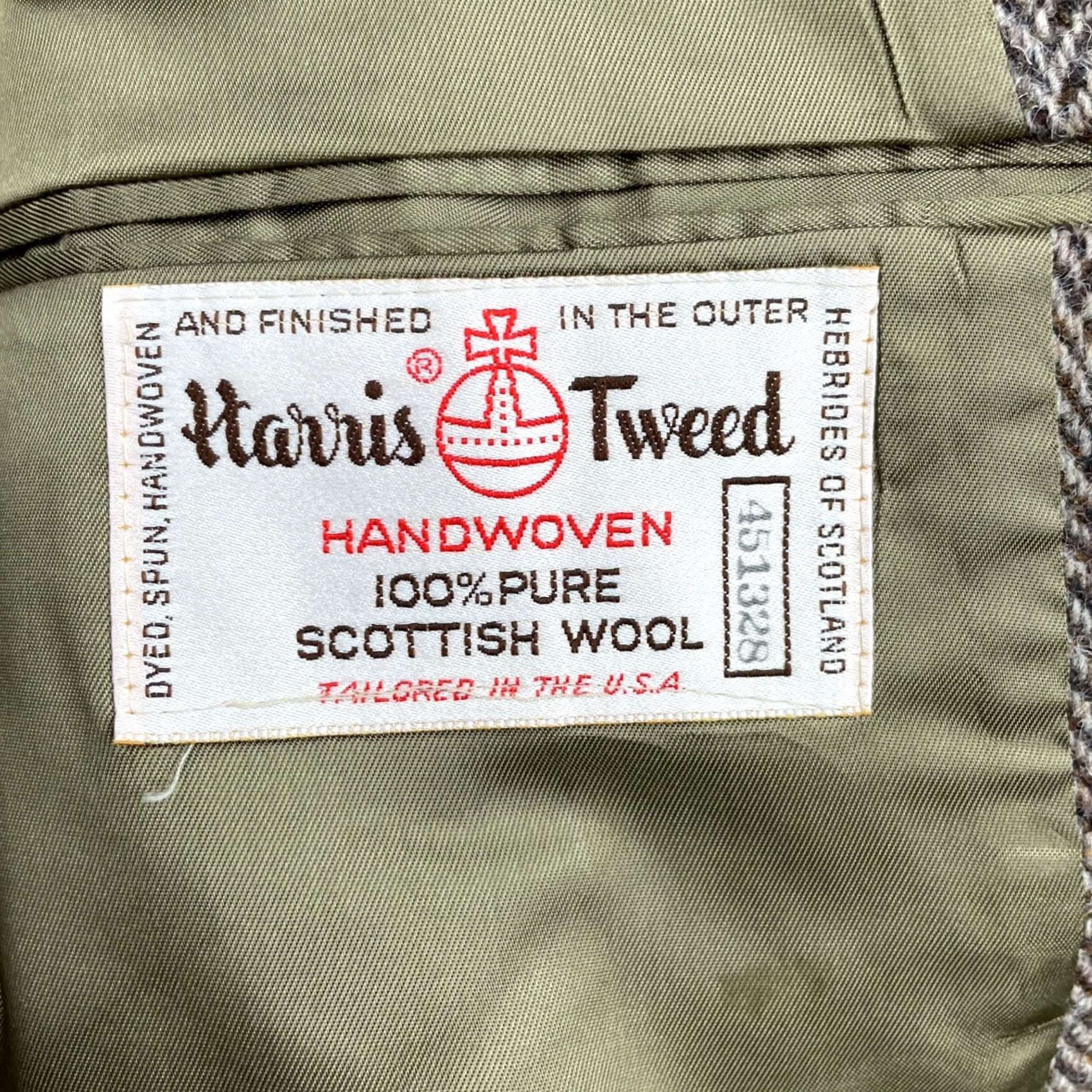Harris Tweed VINTAGE Harris Tweed Blazer Men Brown Herringbone 40R Wool Leather Buttons Two-Button US Made Size 40R - 5 Thumbnail