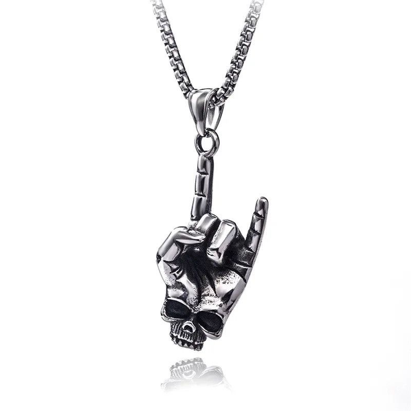 Handmade Rock Love You Metal Gesture Pendant Necklace Size ONE SIZE - 6 Thumbnail