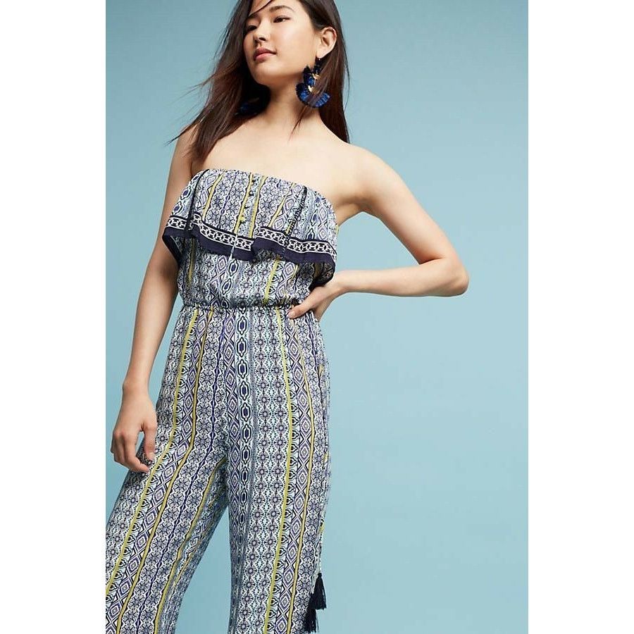 Anthropologie New Anthropologie Alara Strapless Jumpsuit by ASTR $148 Navy Size 26" / US 2 / IT 38 - 1 Thumbnail