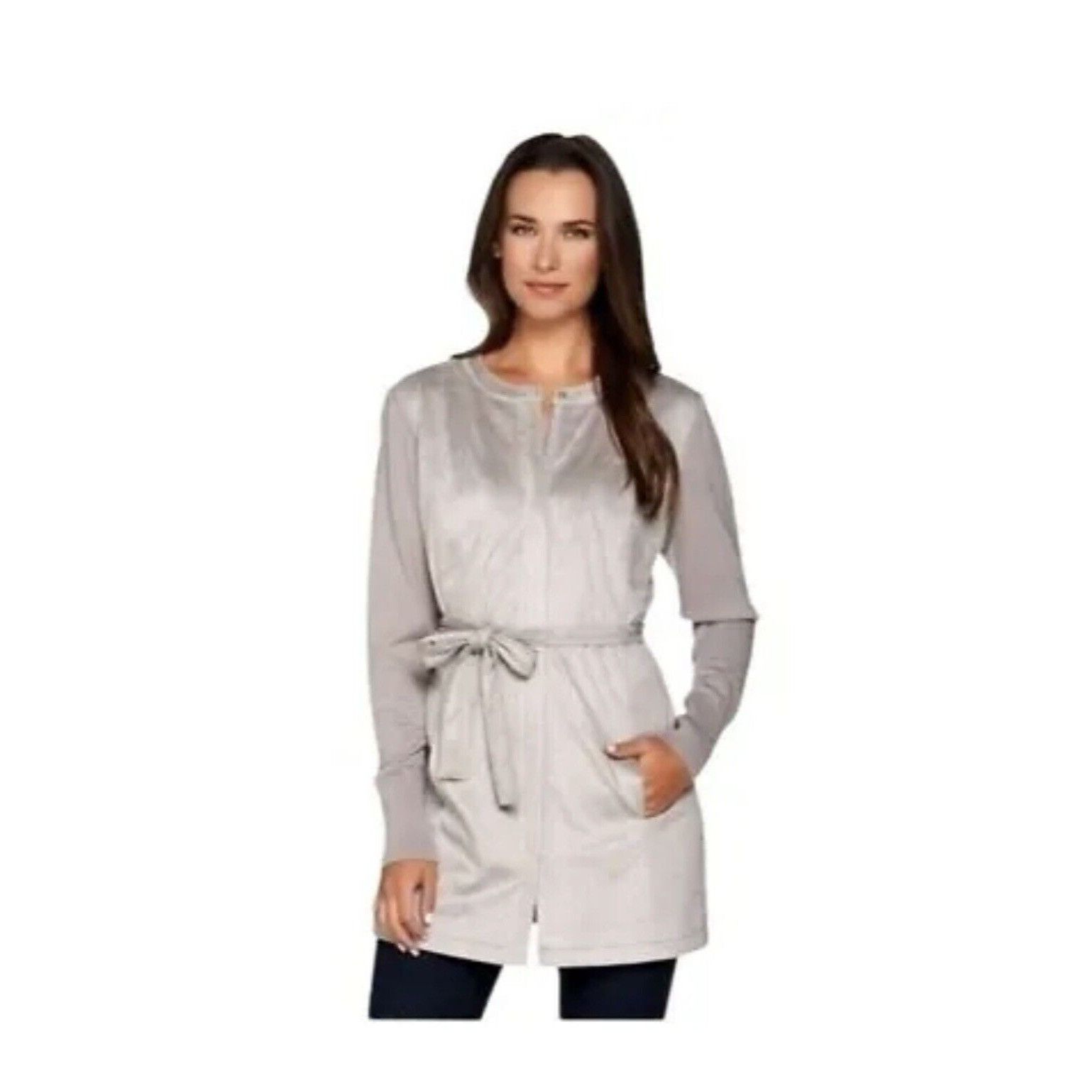 Halston H by Halston Faux Suede Sweater Jacket With Knit Sleeves Bla Size XXL / US 16-18 / IT 52-54 - 14 Thumbnail