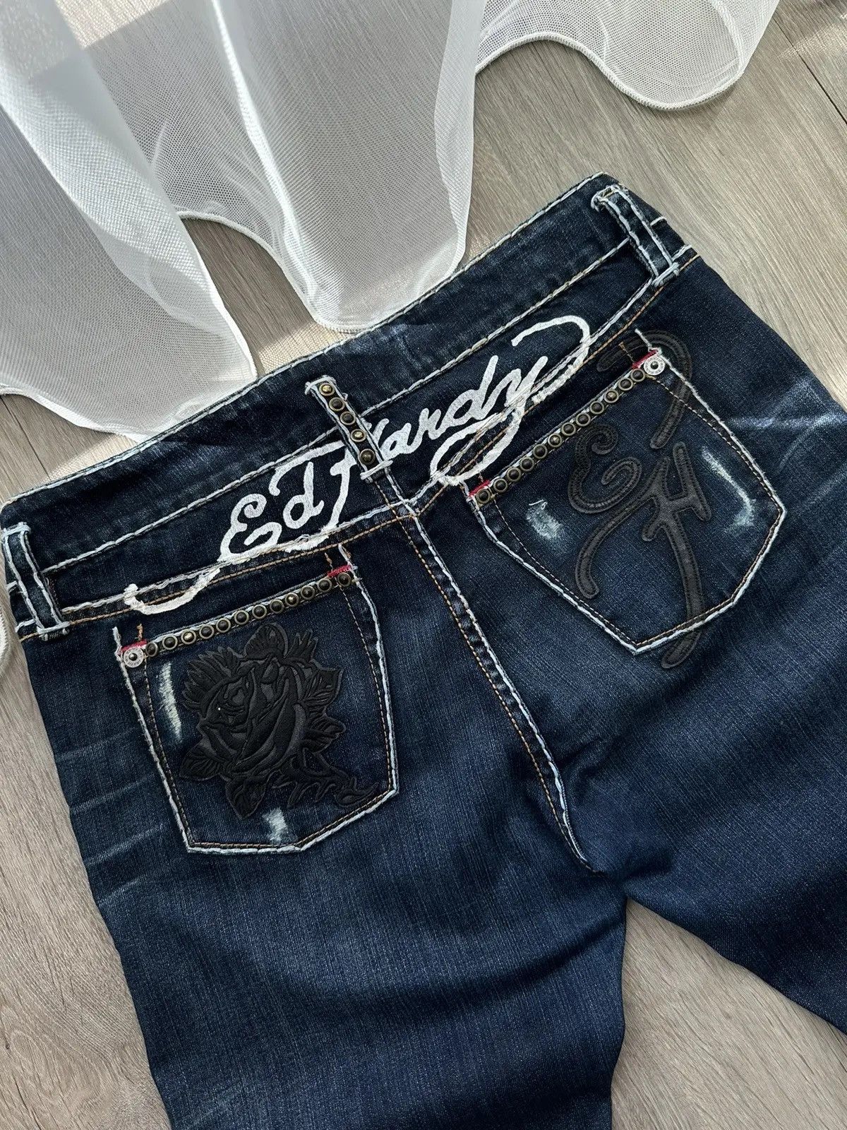 Christian Audigier × Ed Hardy × Vintage Vintage Ed Hardy Christian Audigier Denim Pants Size US 29 - 7 Thumbnail