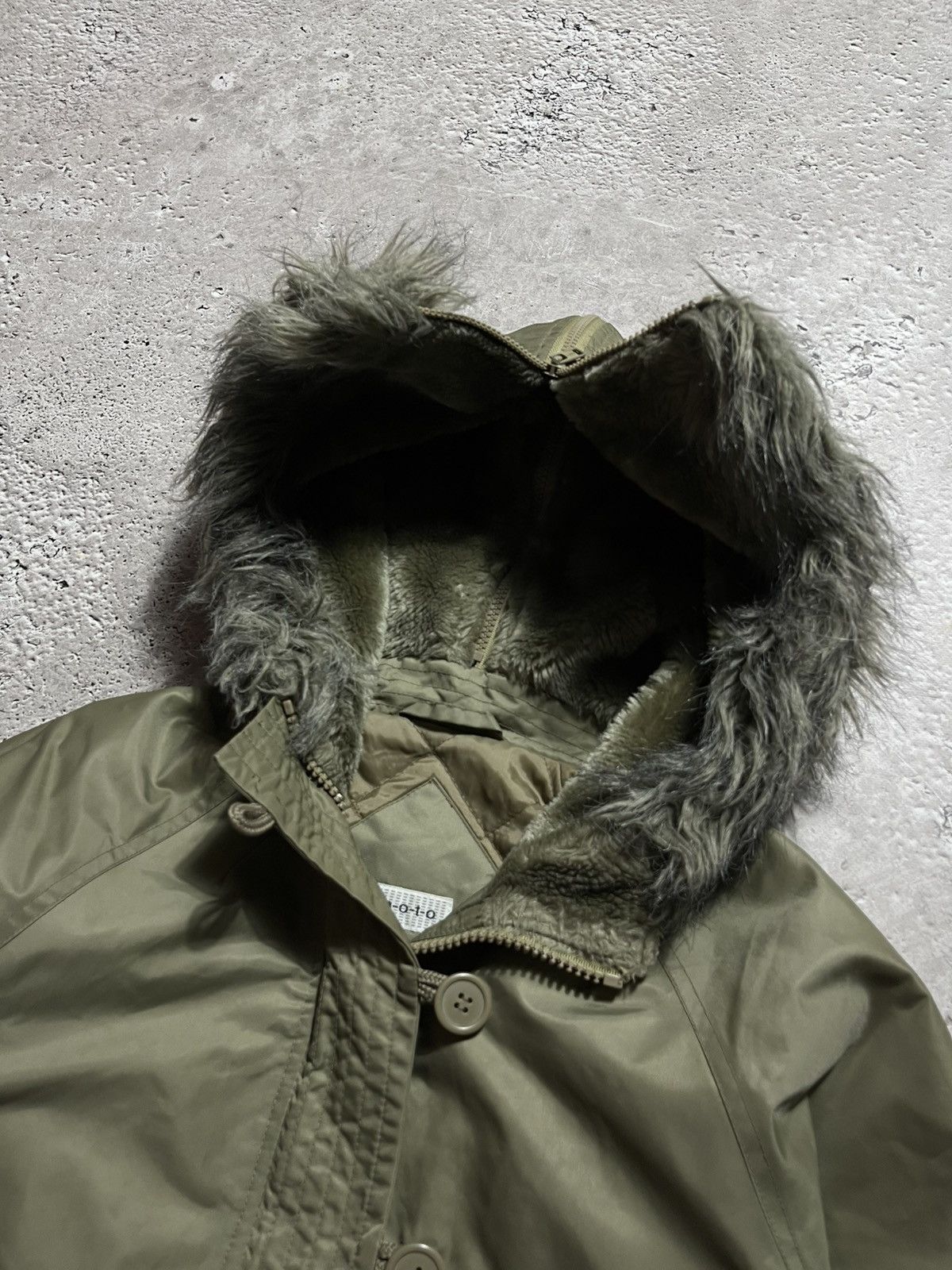 Japanese Brand × Vintage Olive bomber jacket with faux fur split zipup hood Y2K style Size M / US 6-8 / IT 42-44 - 6 Thumbnail