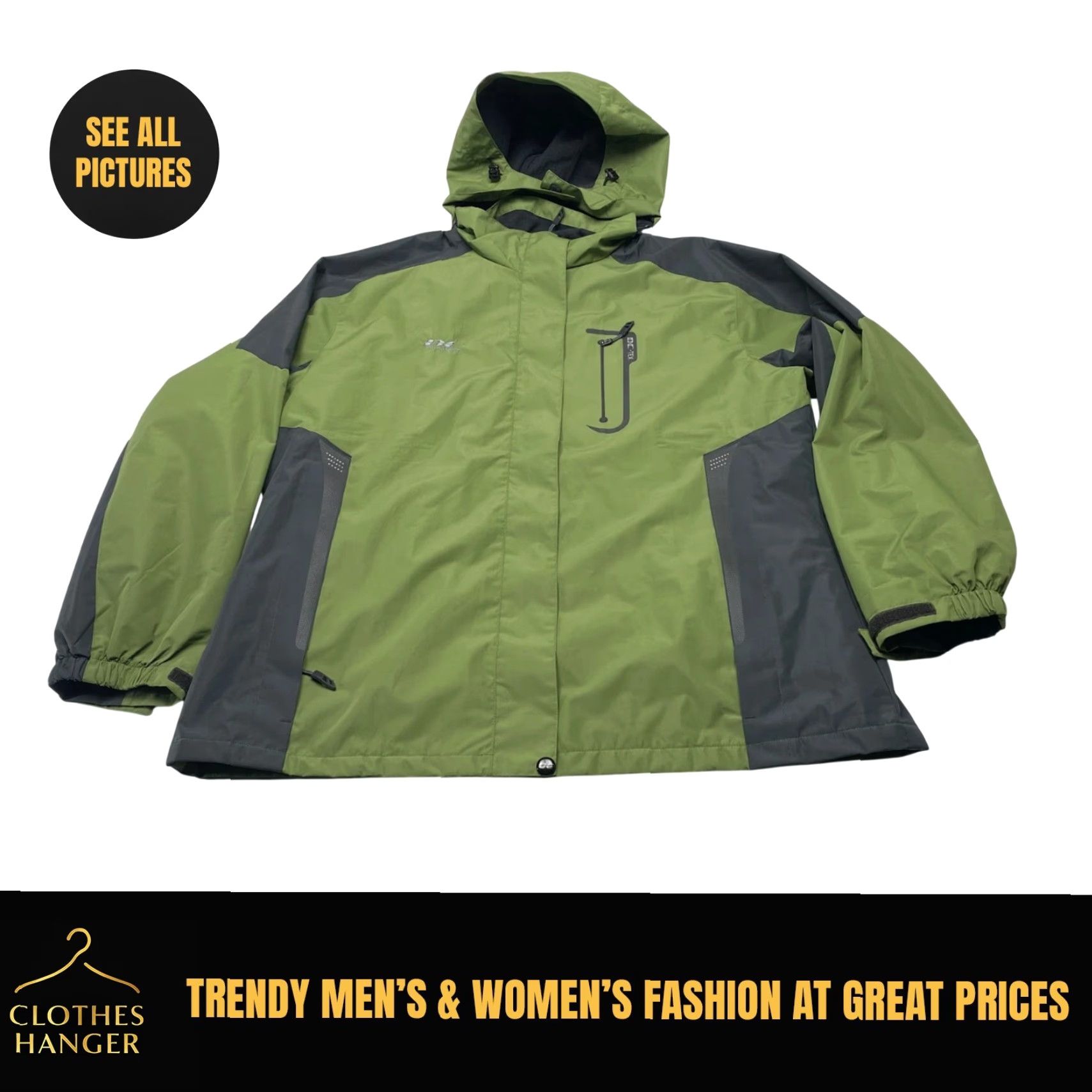 Vintage NEW Diamond Jacket Womens 2XLGreen Hooded Lightweight Rain Wind Proof Size XXL / US 16-18 / IT 52-54 - 2 Thumbnail