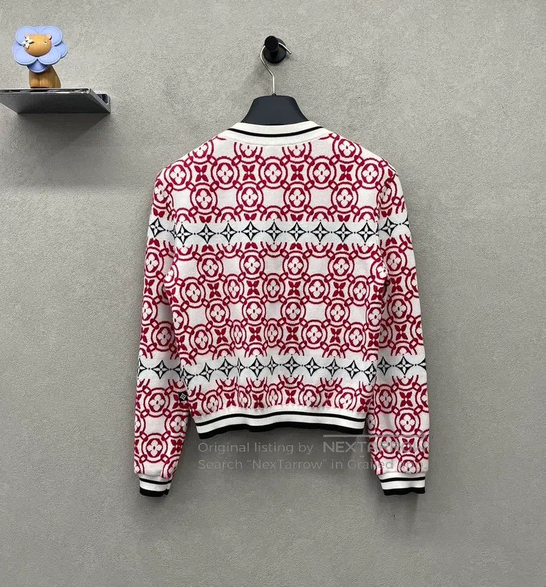 Louis Vuitton Louis Vuitton Knitwear with full-print aged logo in red sw Size M / US 6-8 / IT 42-44 - 2 Thumbnail