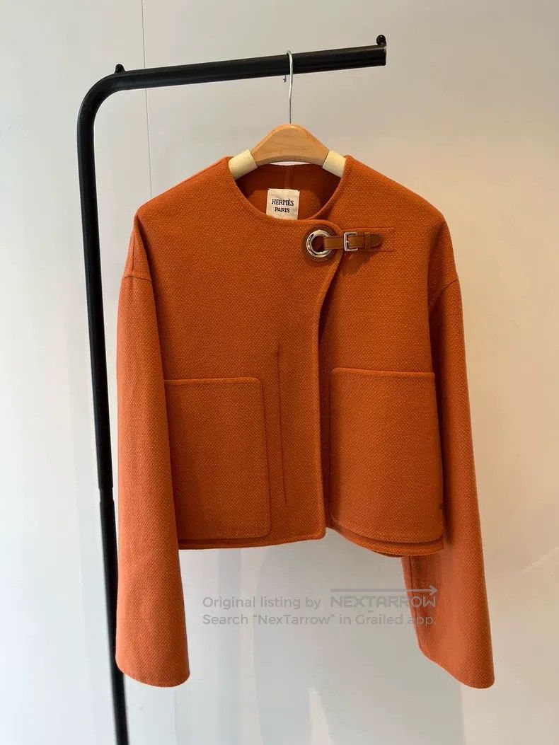 Hermes Hermes Orange Short Cropped Circle Cashmere Short Coat Size XS / US 0-2 / IT 36-38 - 1 Thumbnail