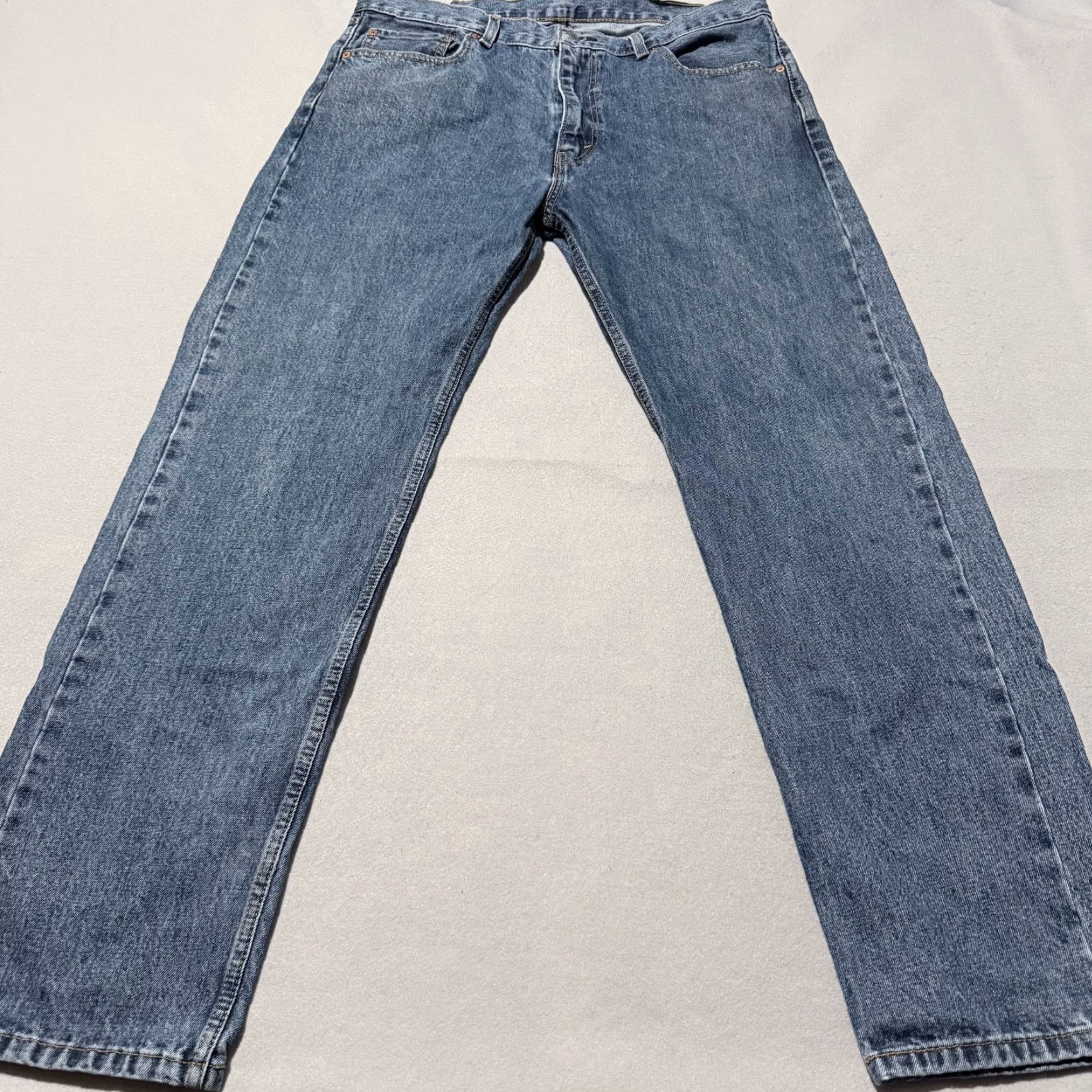 Levi's Levi's 505 Jeans Men Blue Denim Mid Rise Straight Classic Zip Fly 38x34 Size US 38 / EU 54 - 2 Thumbnail