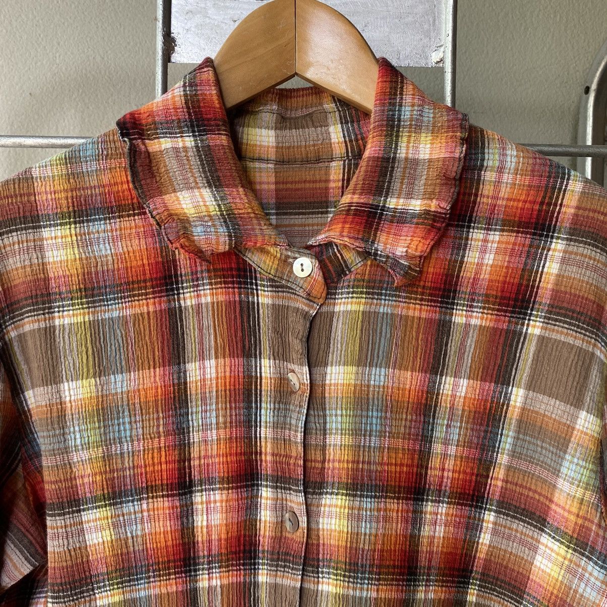 Tsumori Chisato Tsumori Chisato Brown Red Plaid Button Shirt Size XS / US 0-2 / IT 36-38 - 5 Thumbnail