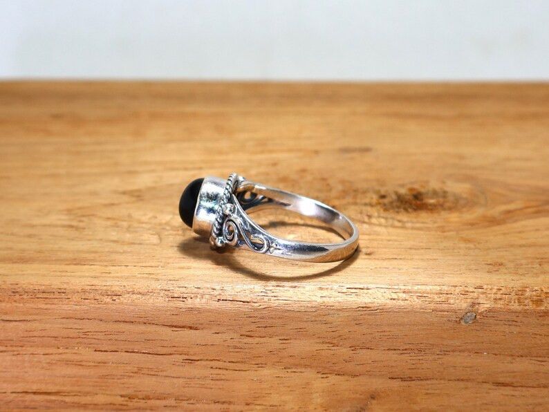 Handmade Black Onyx 925 Sterling Silver Ring: Handmade Boho Jewelry Size ONE SIZE - 6 Thumbnail