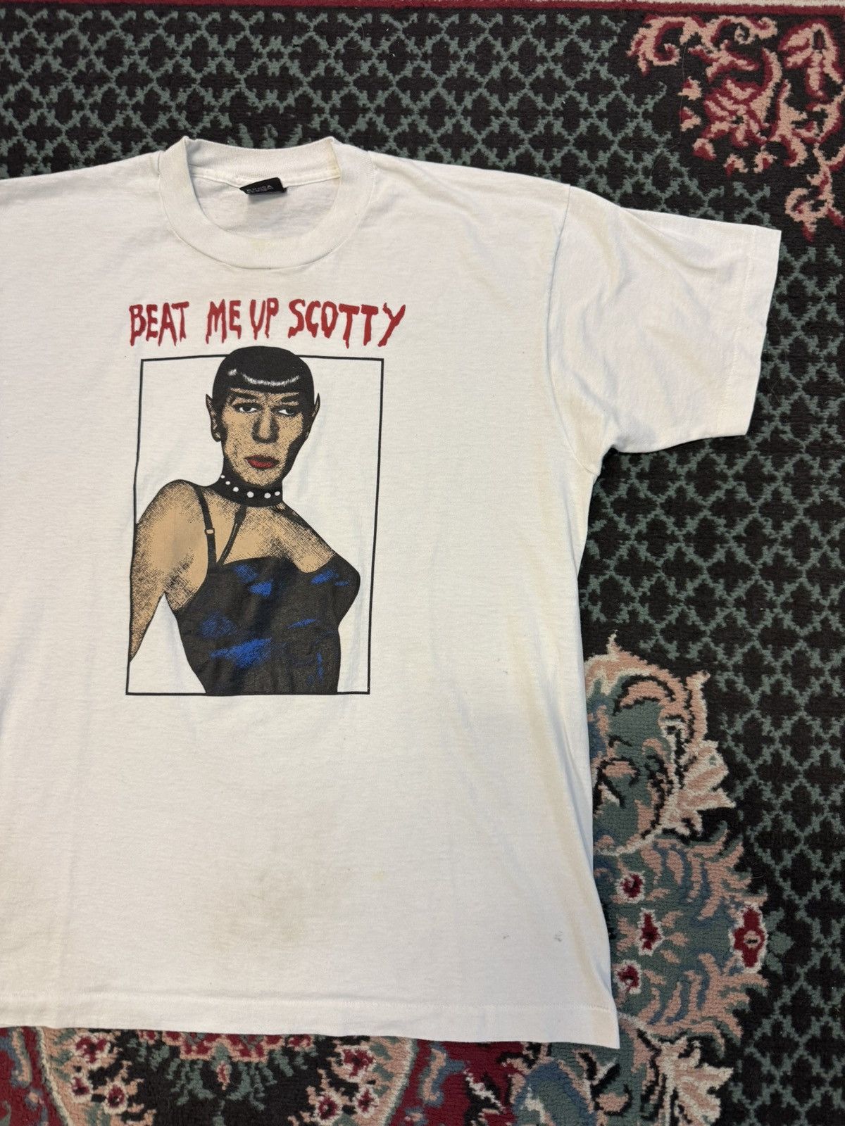 Vintage Rare VTG 90s Novelty Star trek parody Beat Me Up Scotty Tee Size US XL / EU 56 / 4 - 1 Thumbnail